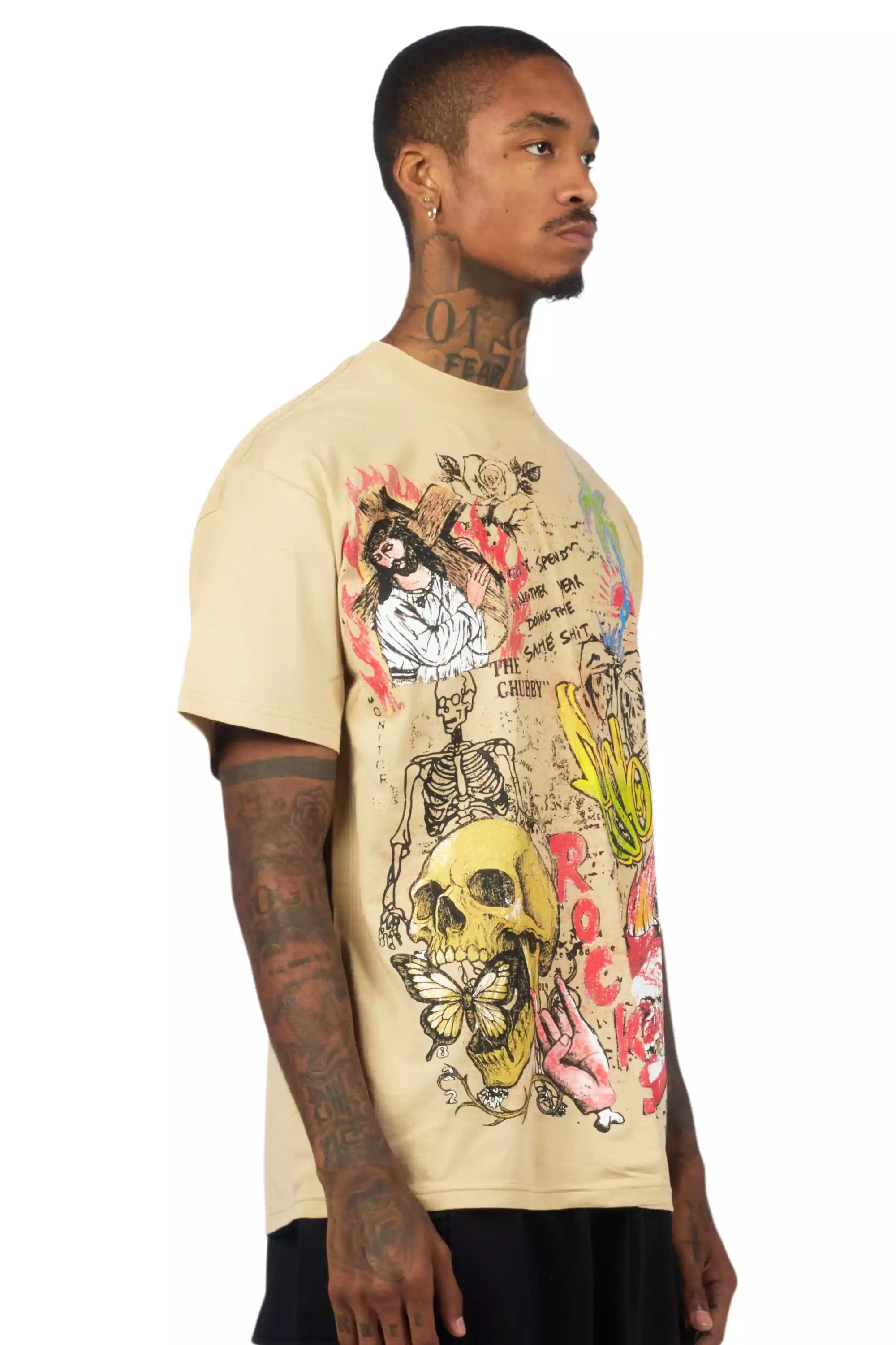 Zyver Beige Graphic T-Shirt - Image 3