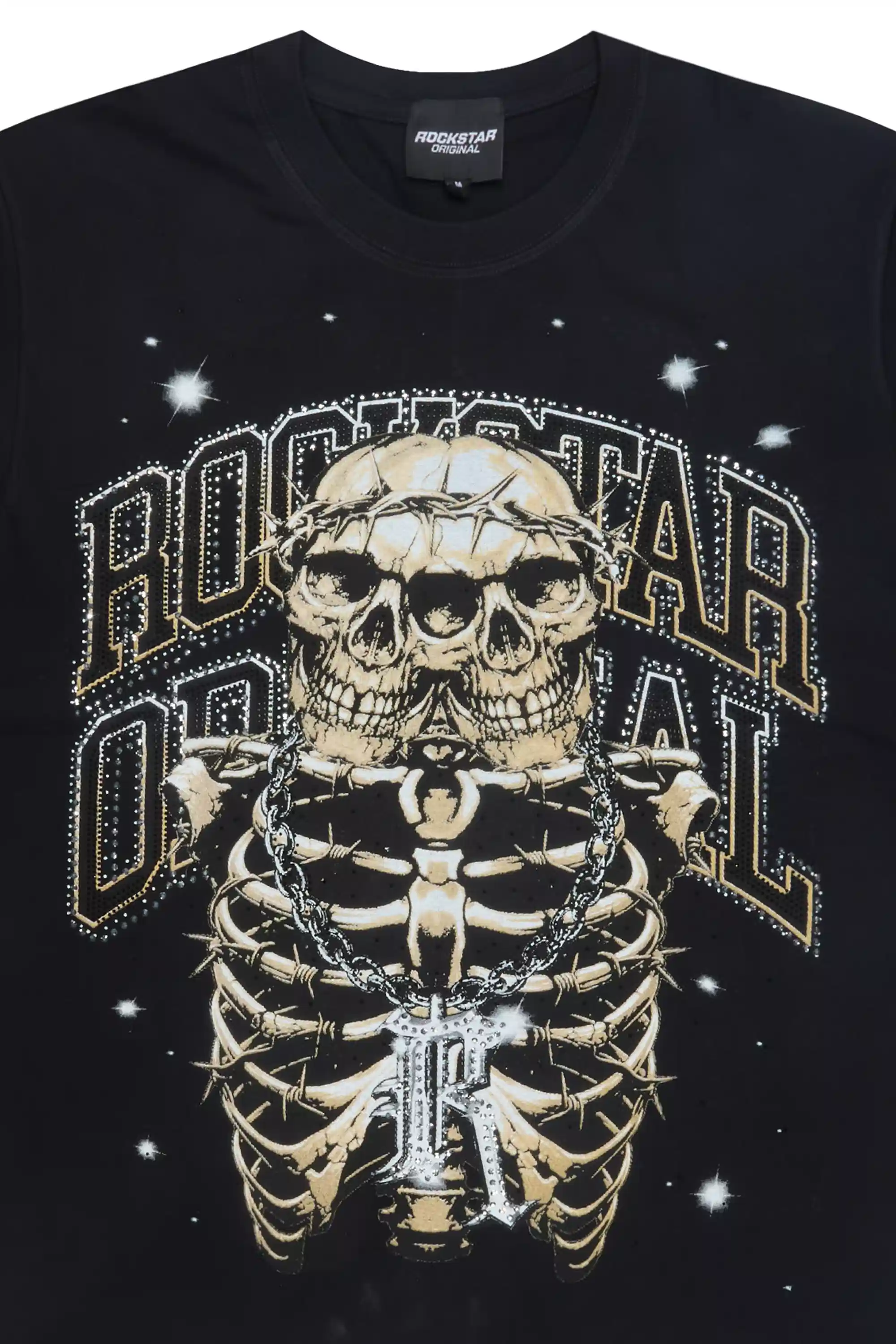 Krock Black Graphic Rhinestone T-Shirt - Image 3