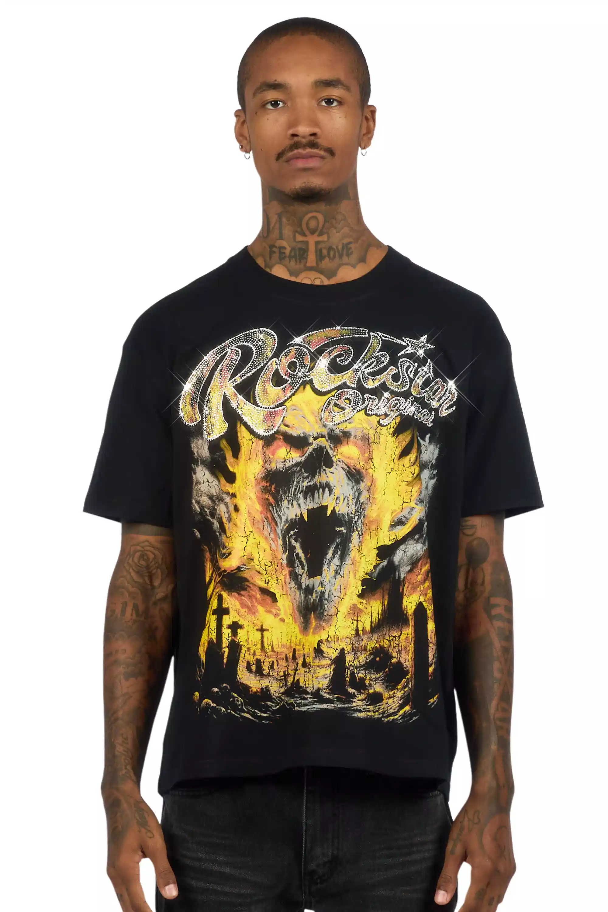 Brun Black Graphic Rhinestone T-Shirt - Image 2