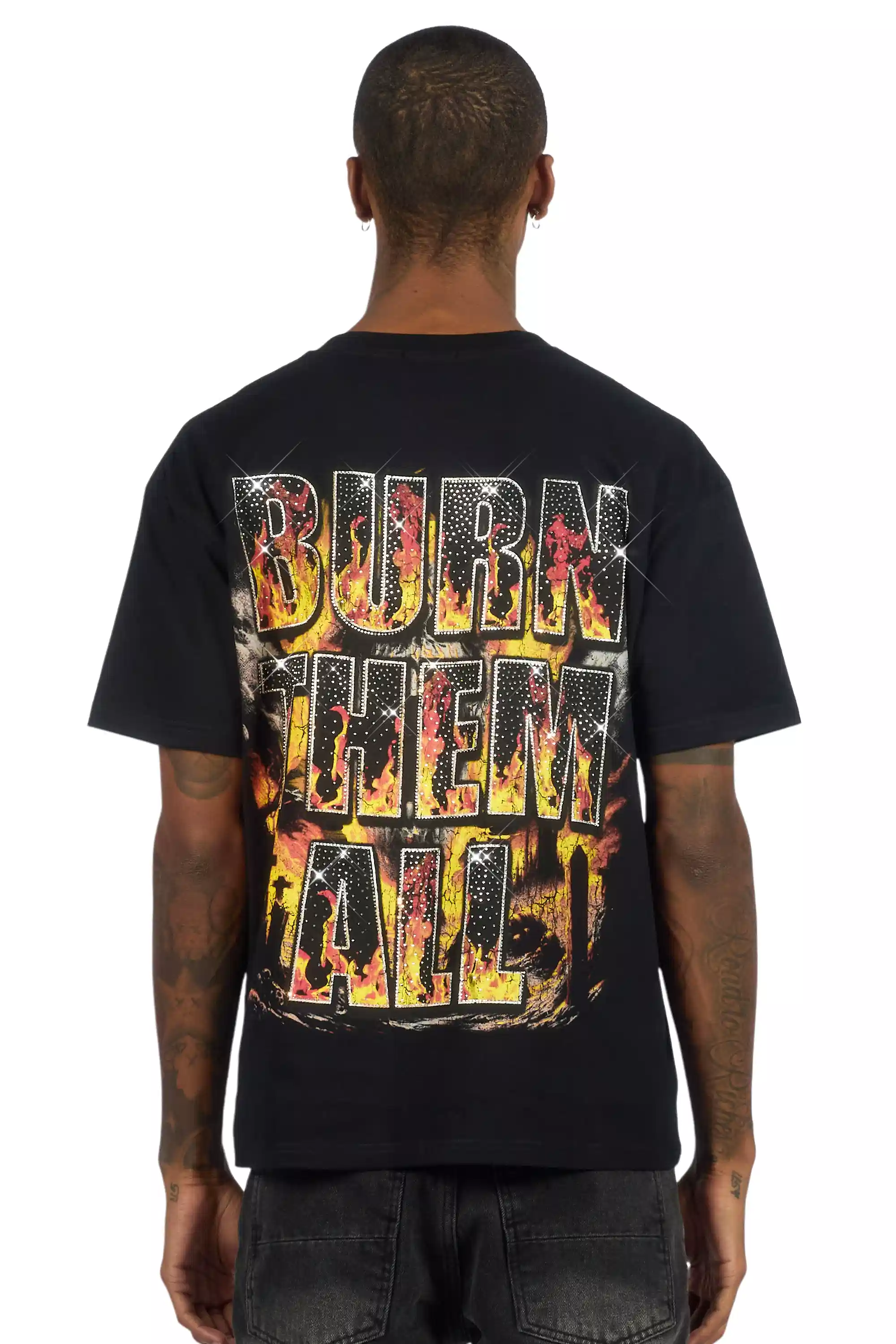 Brun Black Graphic Rhinestone T-Shirt - Image 4