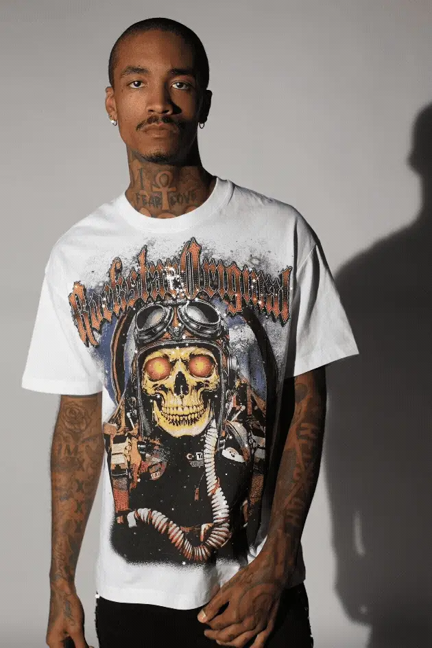 Airhart White Graphic Rhinestone T-Shirt