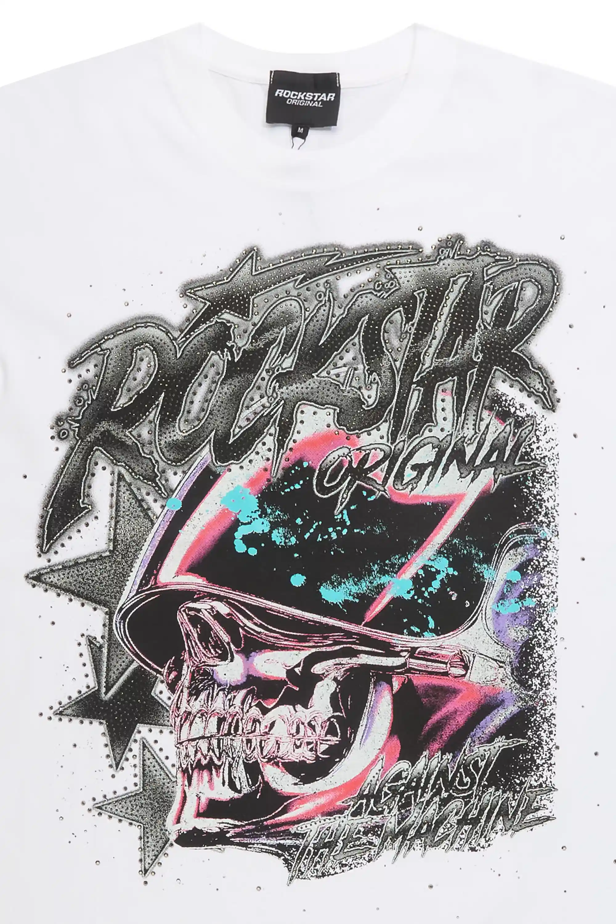 Outerworld White Graphic Rhinestone T-Shirt - Image 3