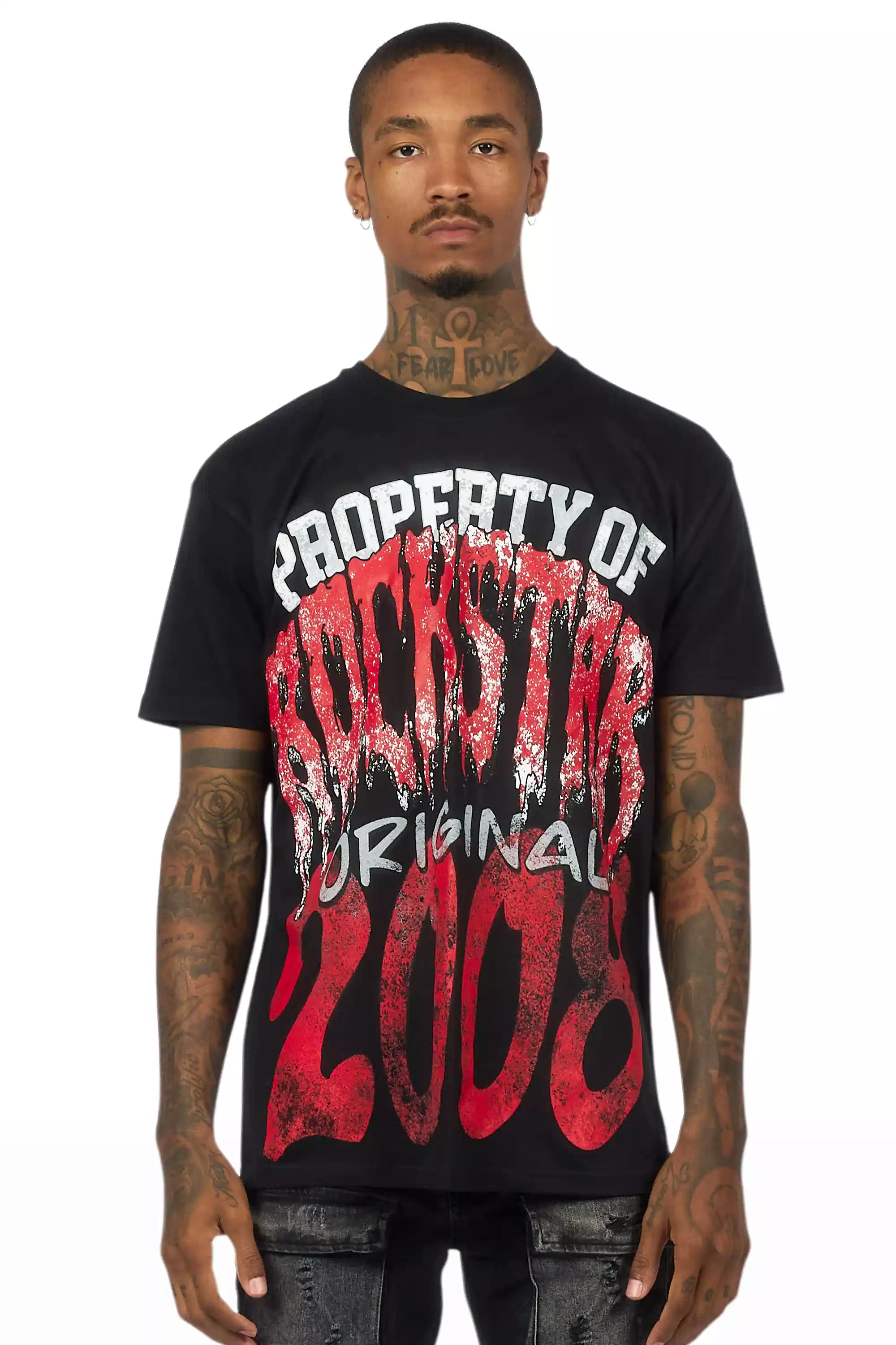 Raezion Black/Red Oversized Graphic T-Shirt - Image 2