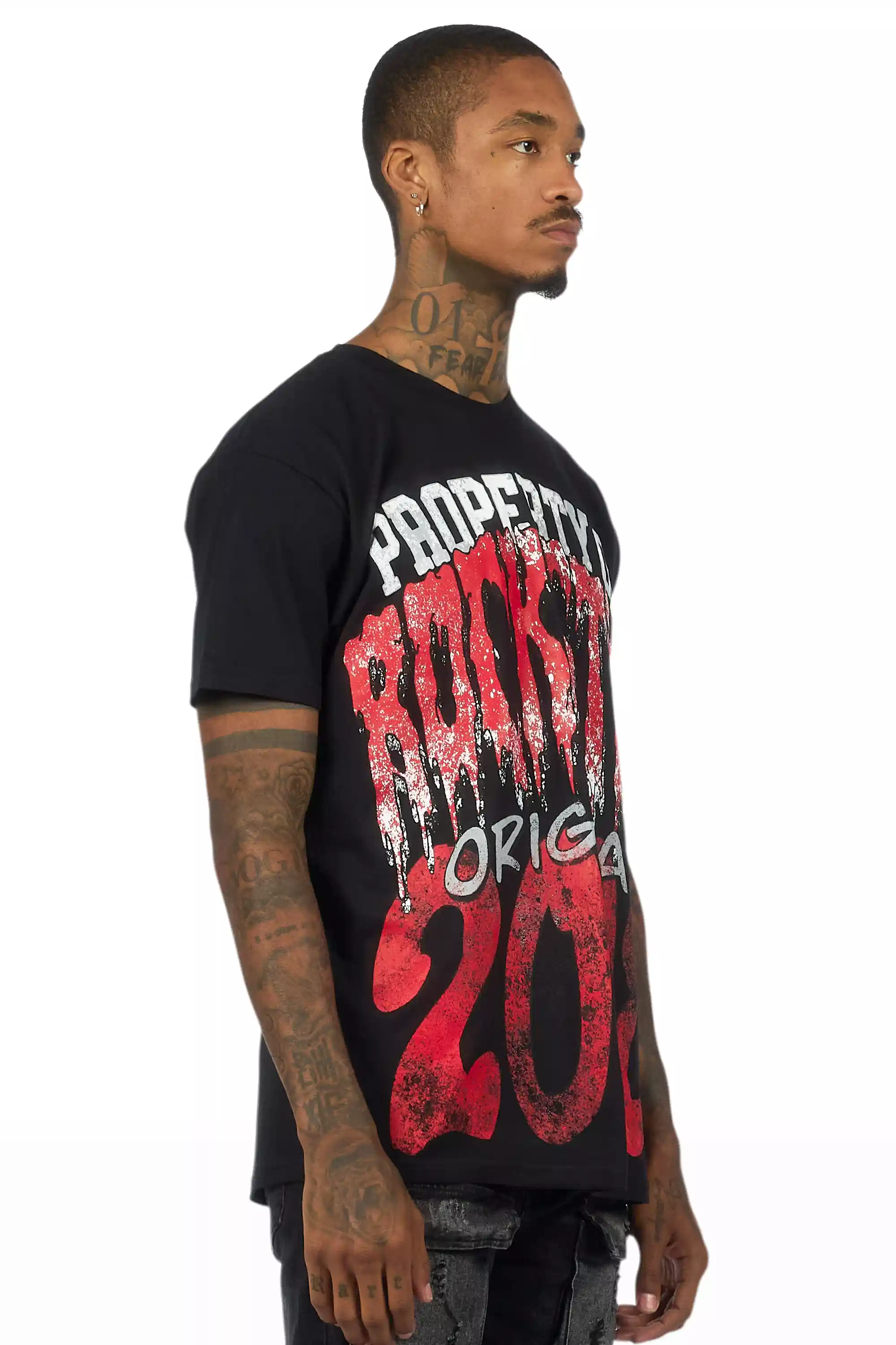 Raezion Black/Red Oversized Graphic T-Shirt - Image 3