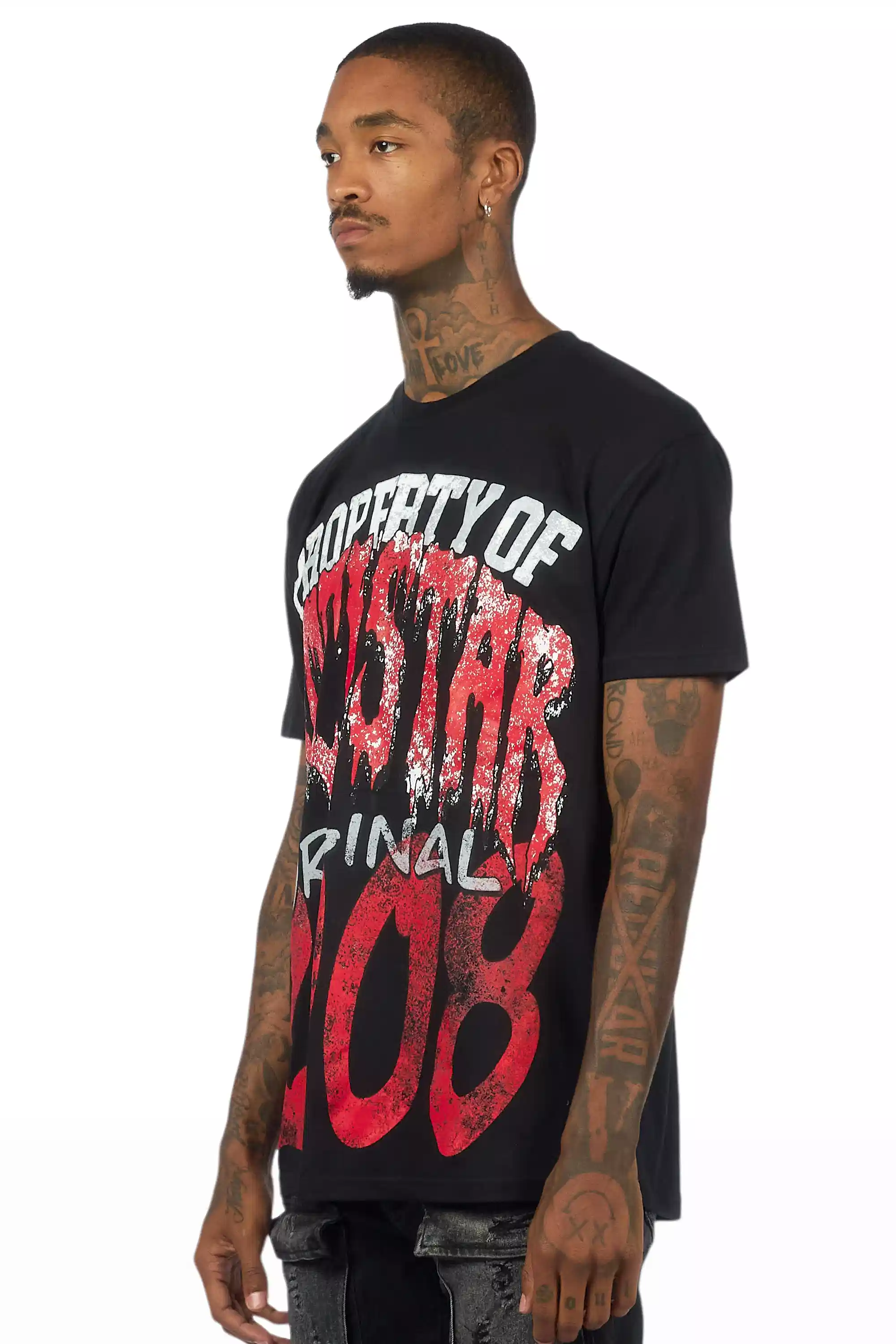 Raezion Black/Red Oversized Graphic T-Shirt - Image 4