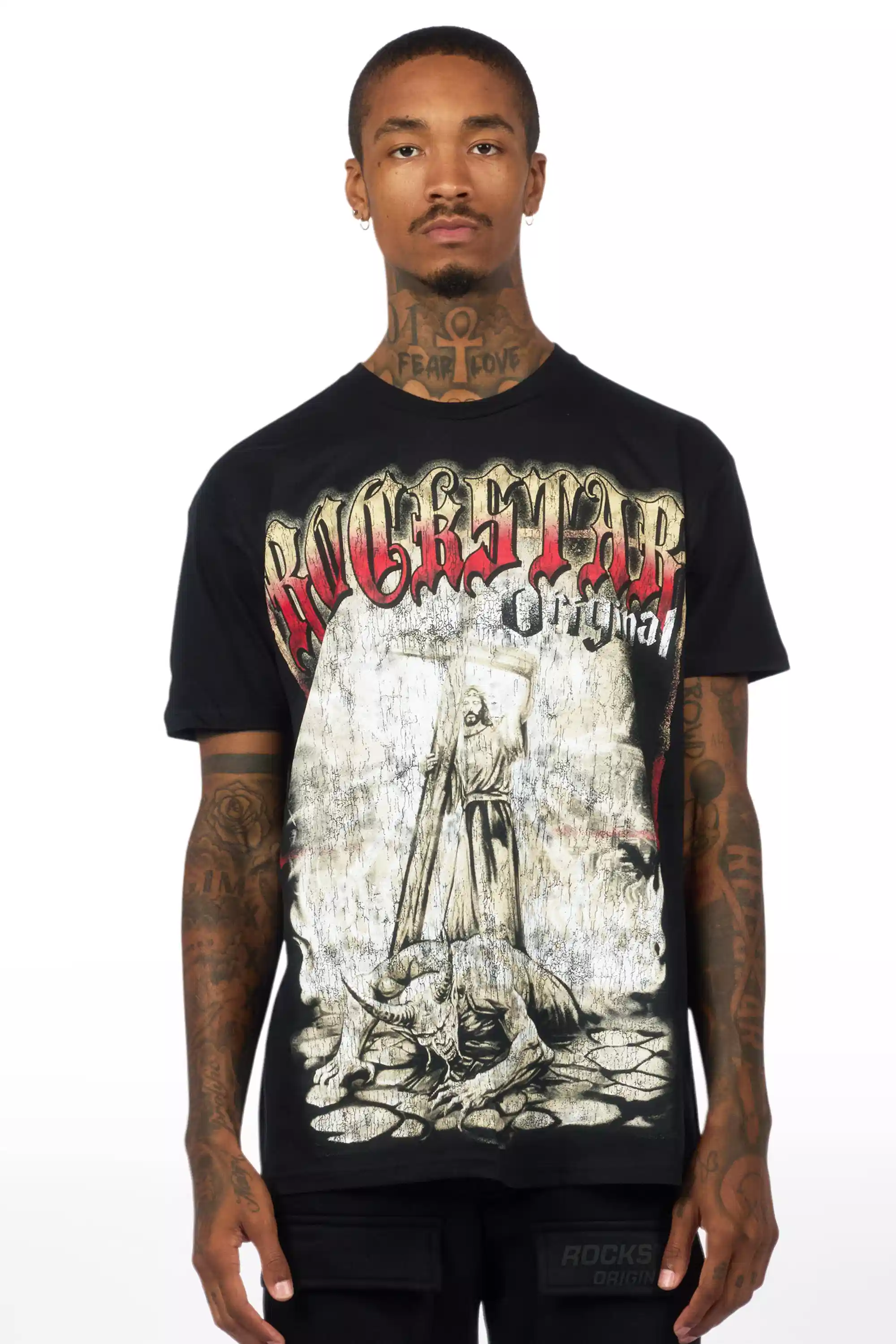 Renzo Black/Red Oversized Graphic T-Shirt - Image 2
