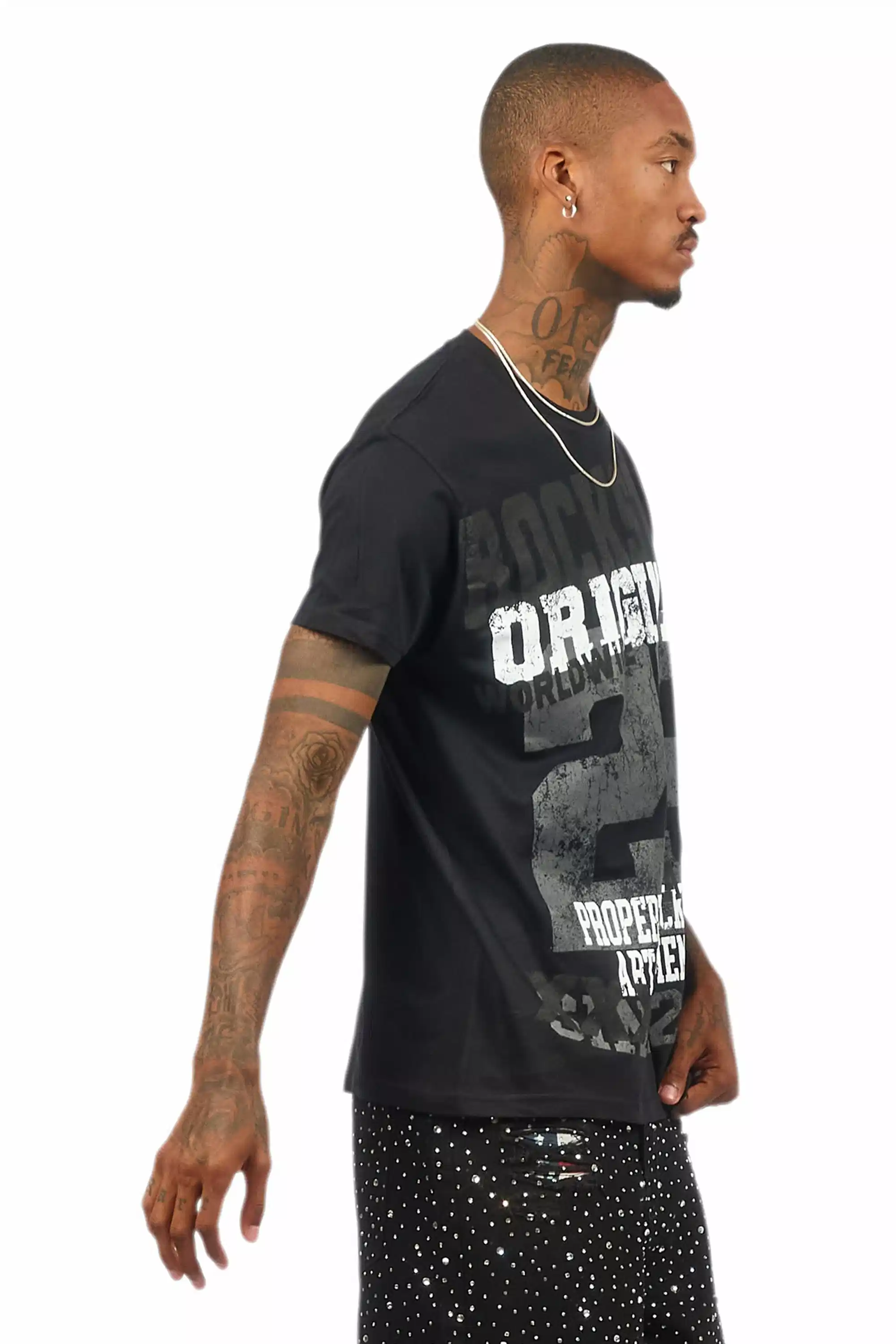 Kyvaris Black/Grey Oversized Graphic T-Shirt - Image 4