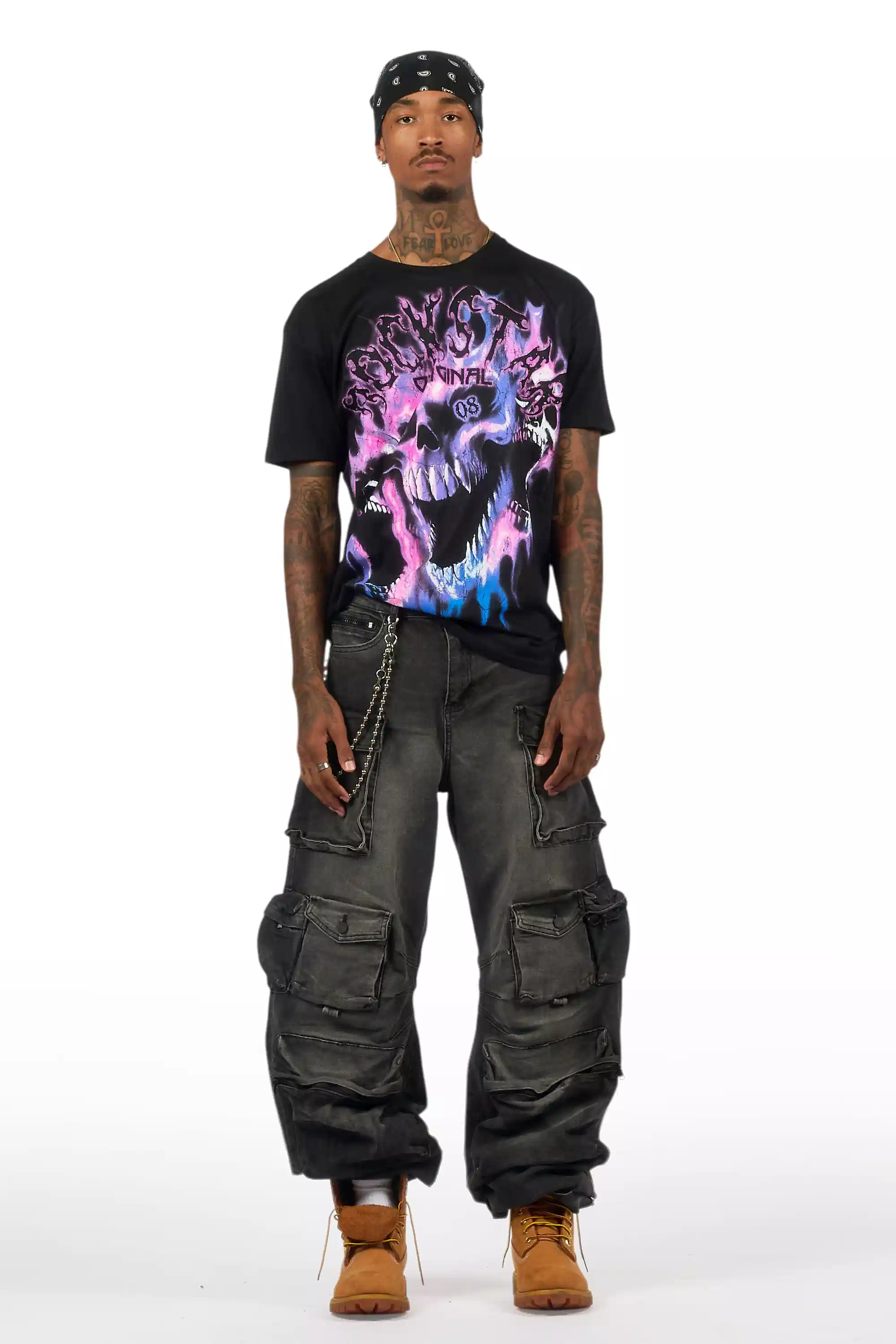 Lucen Black/Purple Oversized Graphic T-Shirt - Image 3