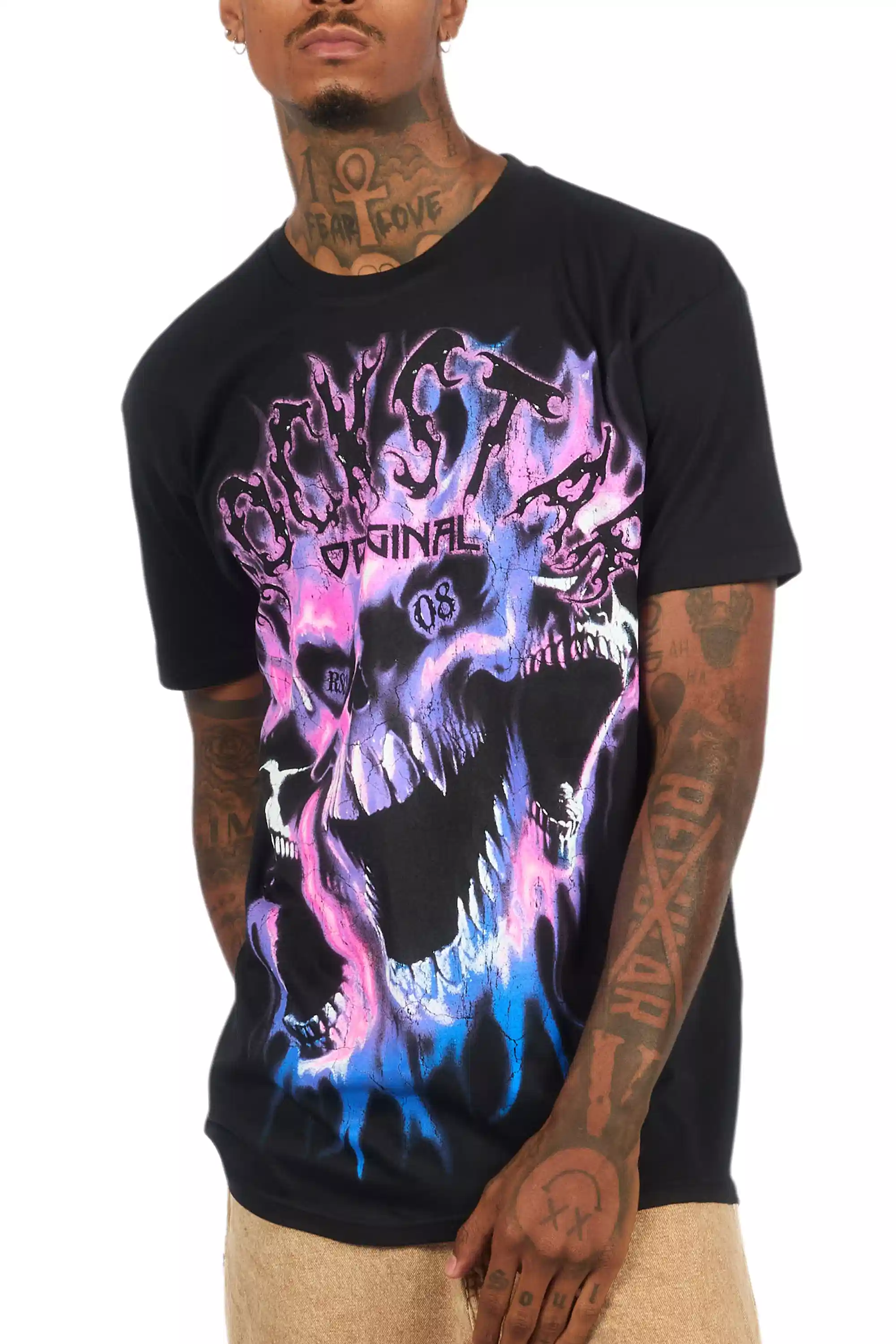Lucen Black/Purple Oversized Graphic T-Shirt - Image 9