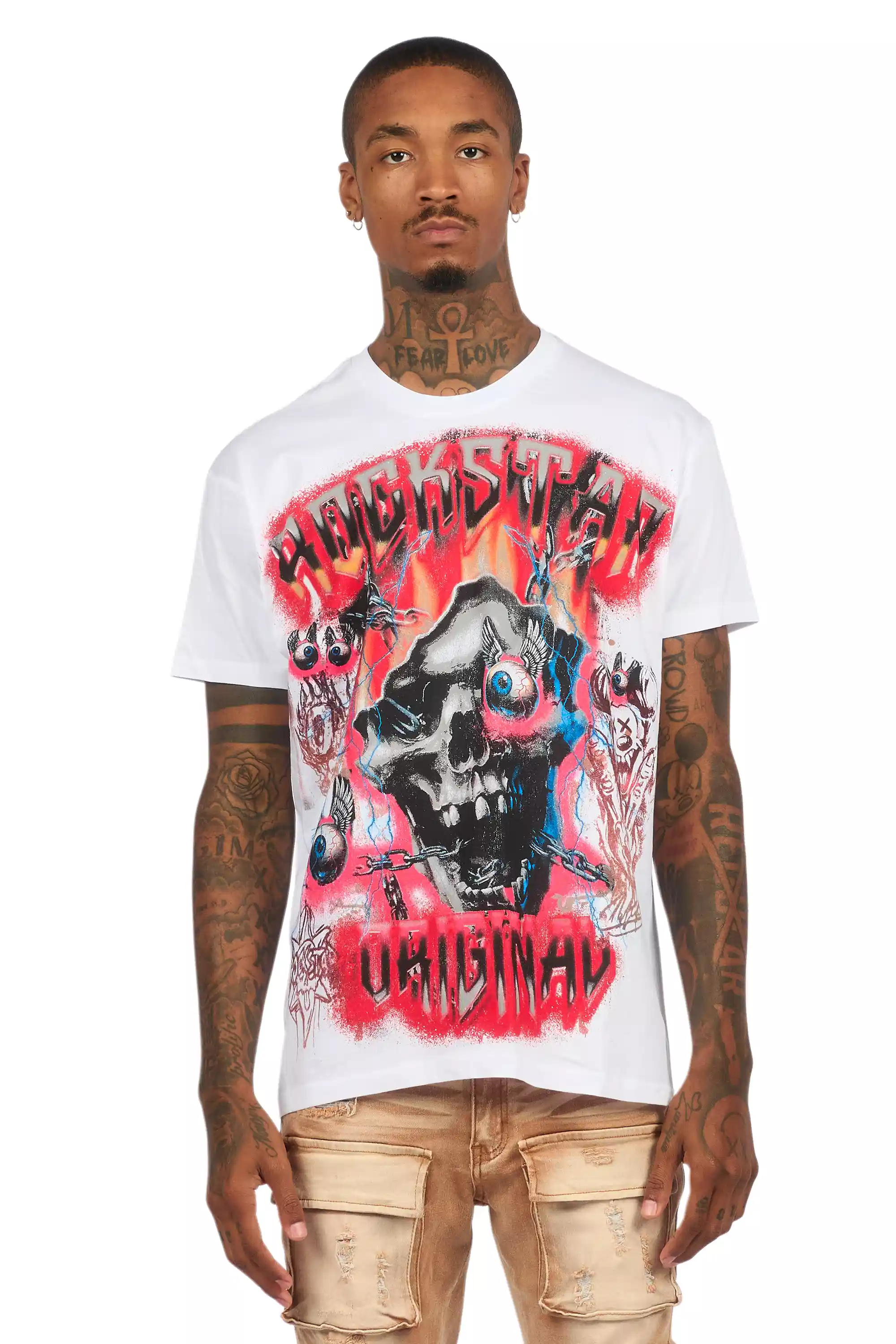 Styx White/Red Oversized Graphic T-Shirt - Image 4