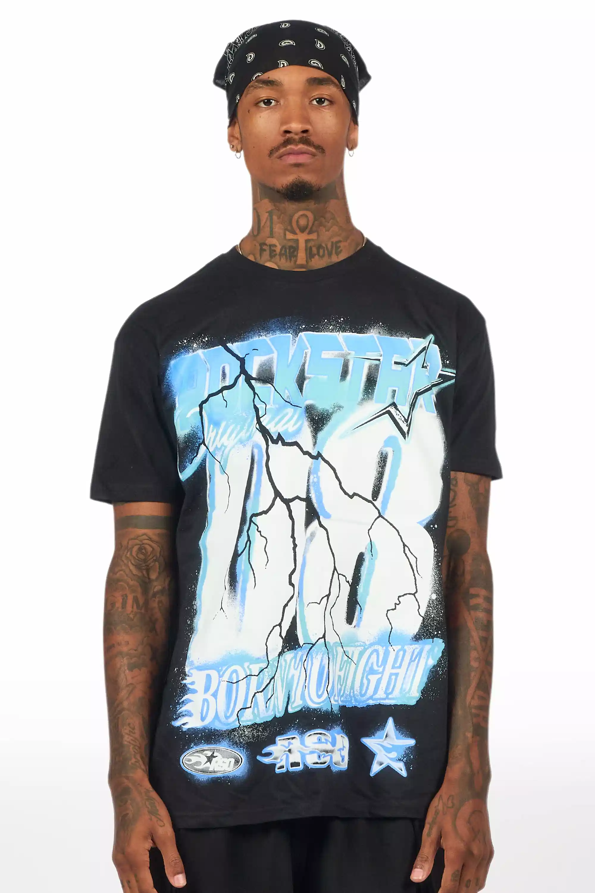 Vaelox Black/Blue Oversized Graphic T-Shirt - Image 2