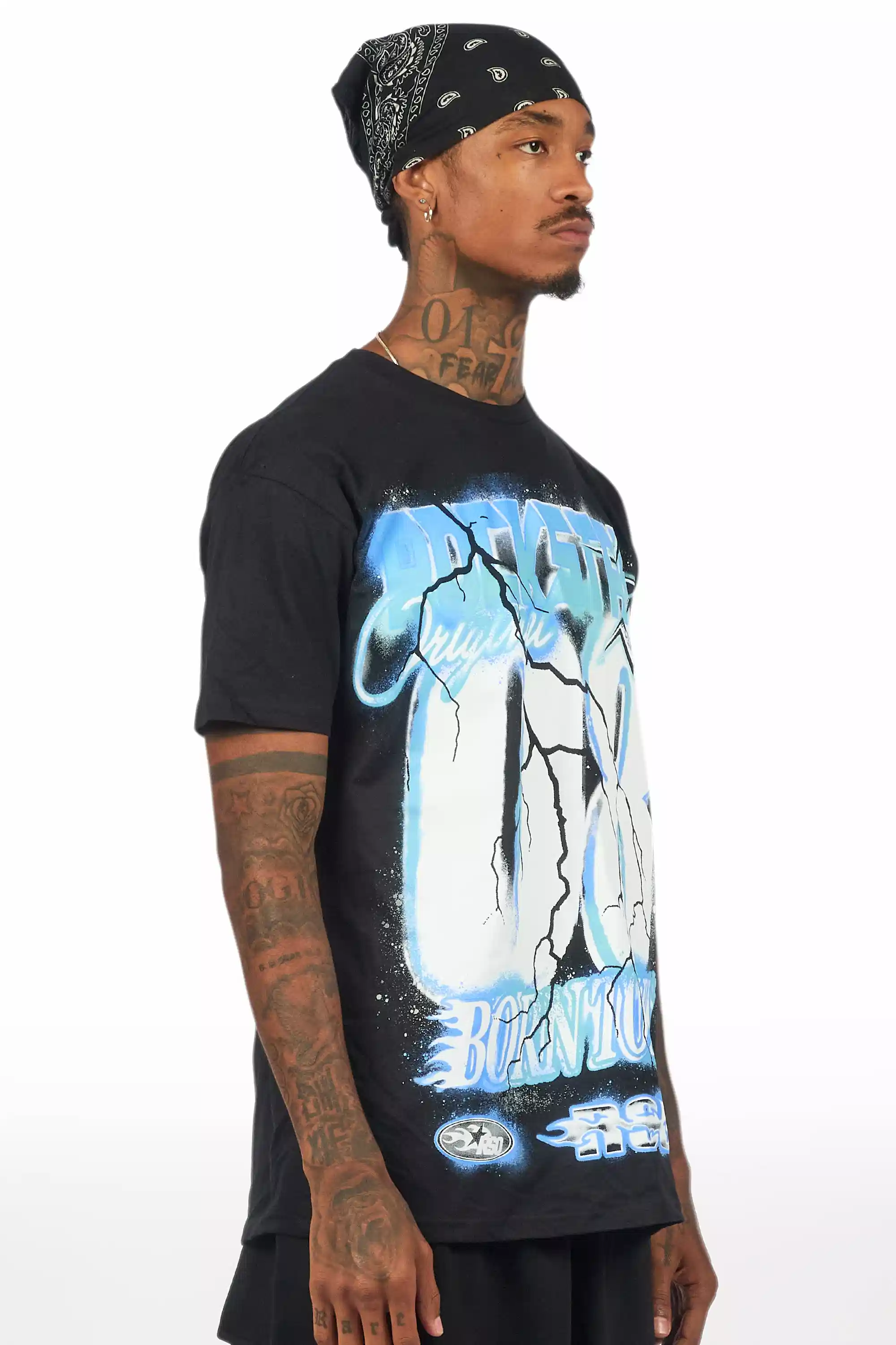 Vaelox Black/Blue Oversized Graphic T-Shirt - Image 3