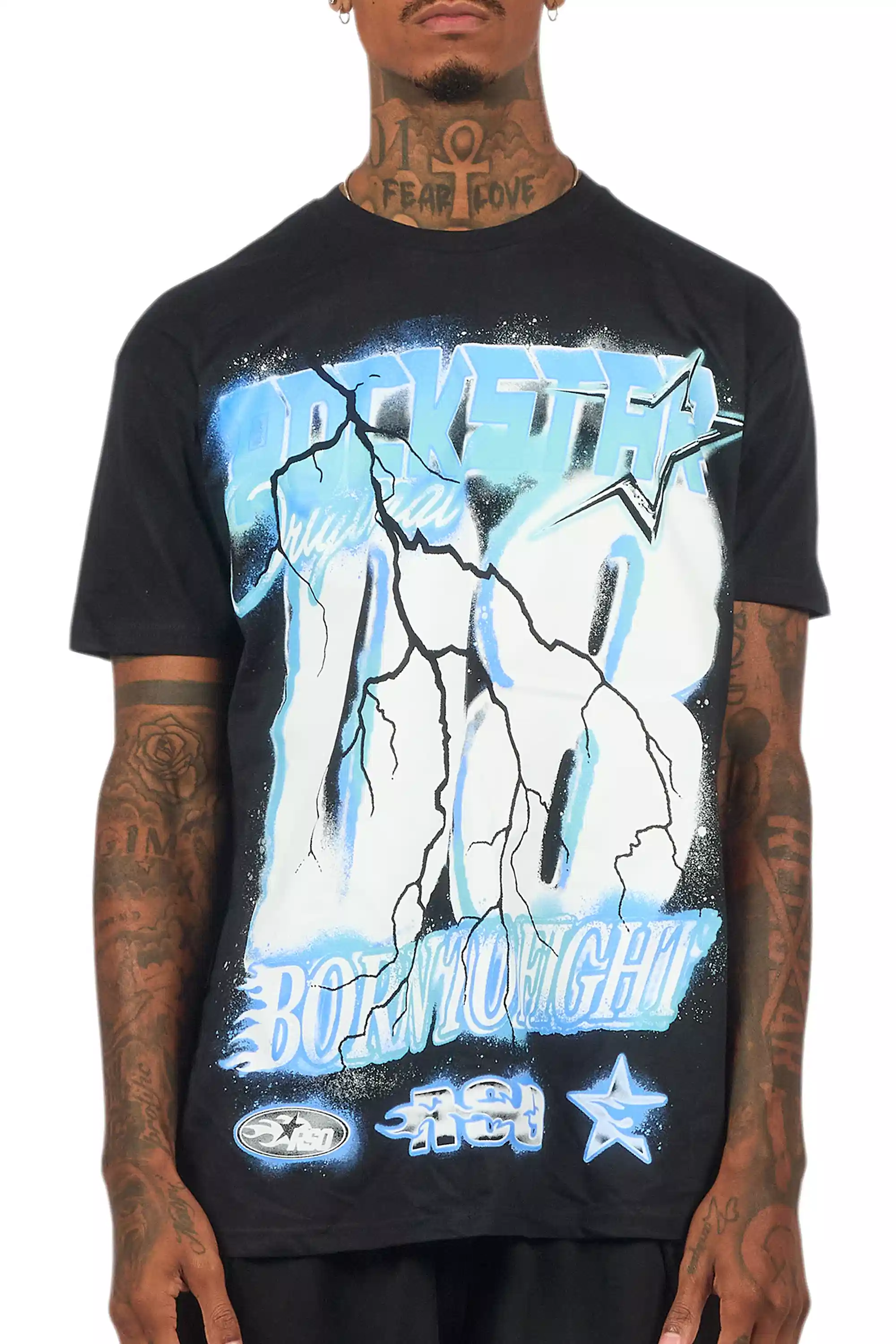 Vaelox Black/Blue Oversized Graphic T-Shirt - Image 6