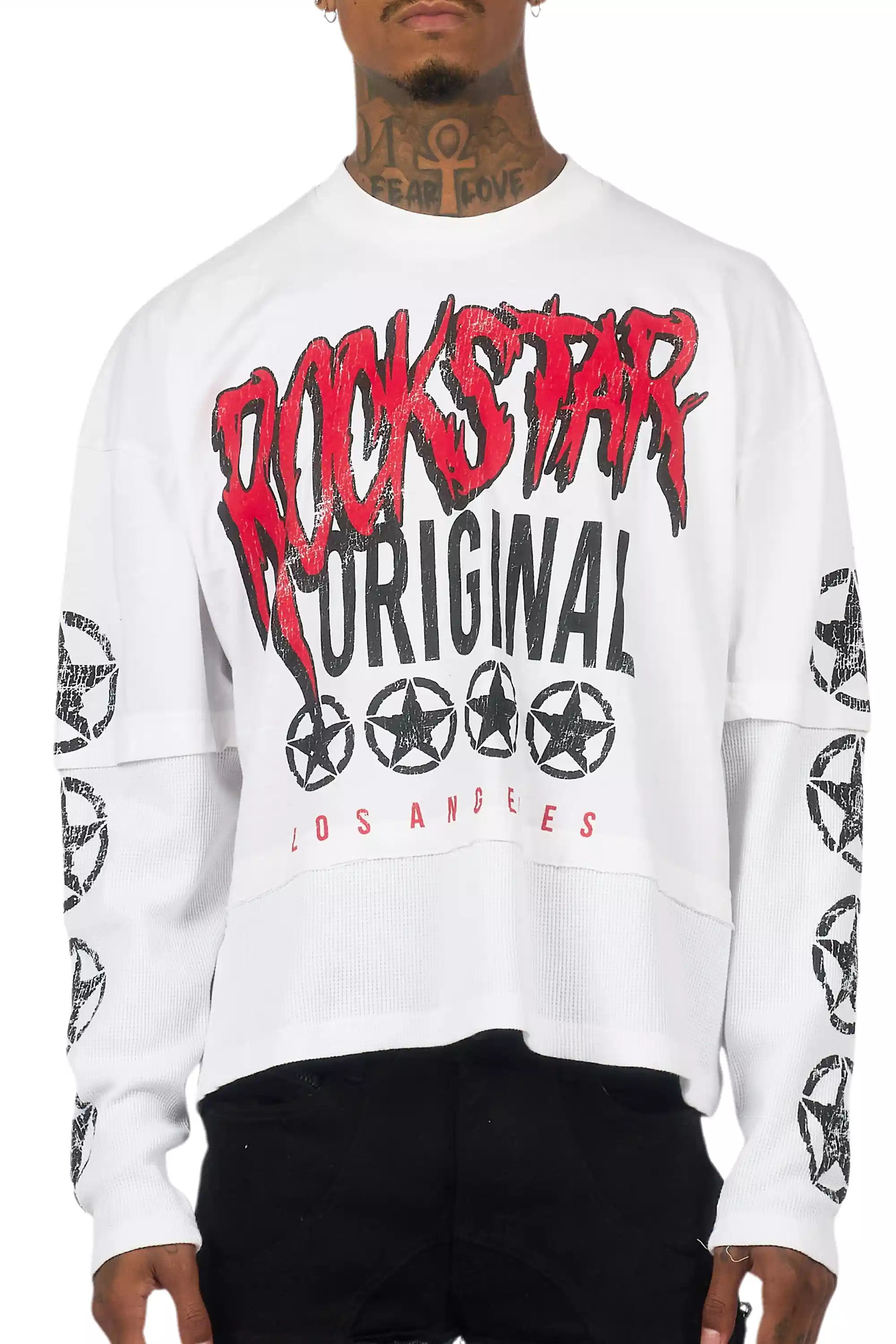 Wizzurd White/Black Boxy Crop Double Layer Tee - Image 6
