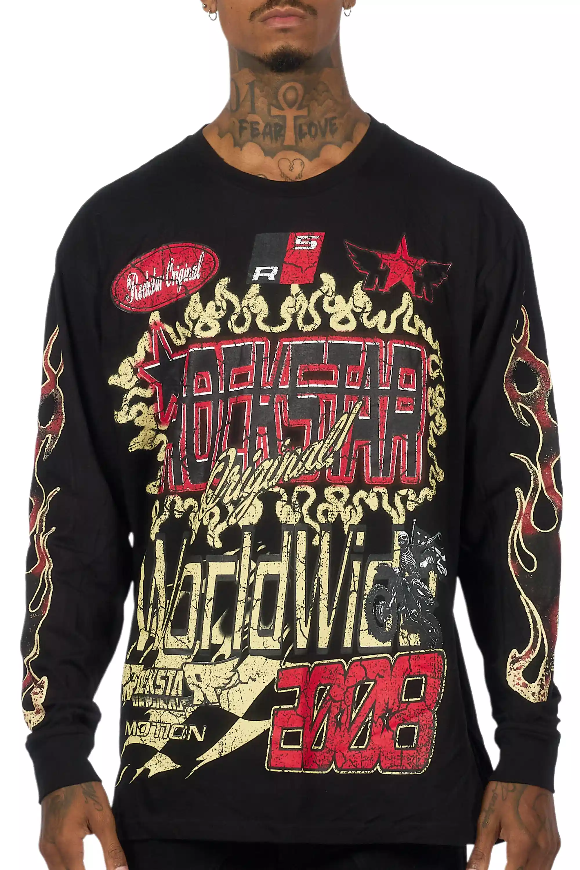 Deangelo Black/Red Long Sleeve Graphic T-Shirt - Image 6