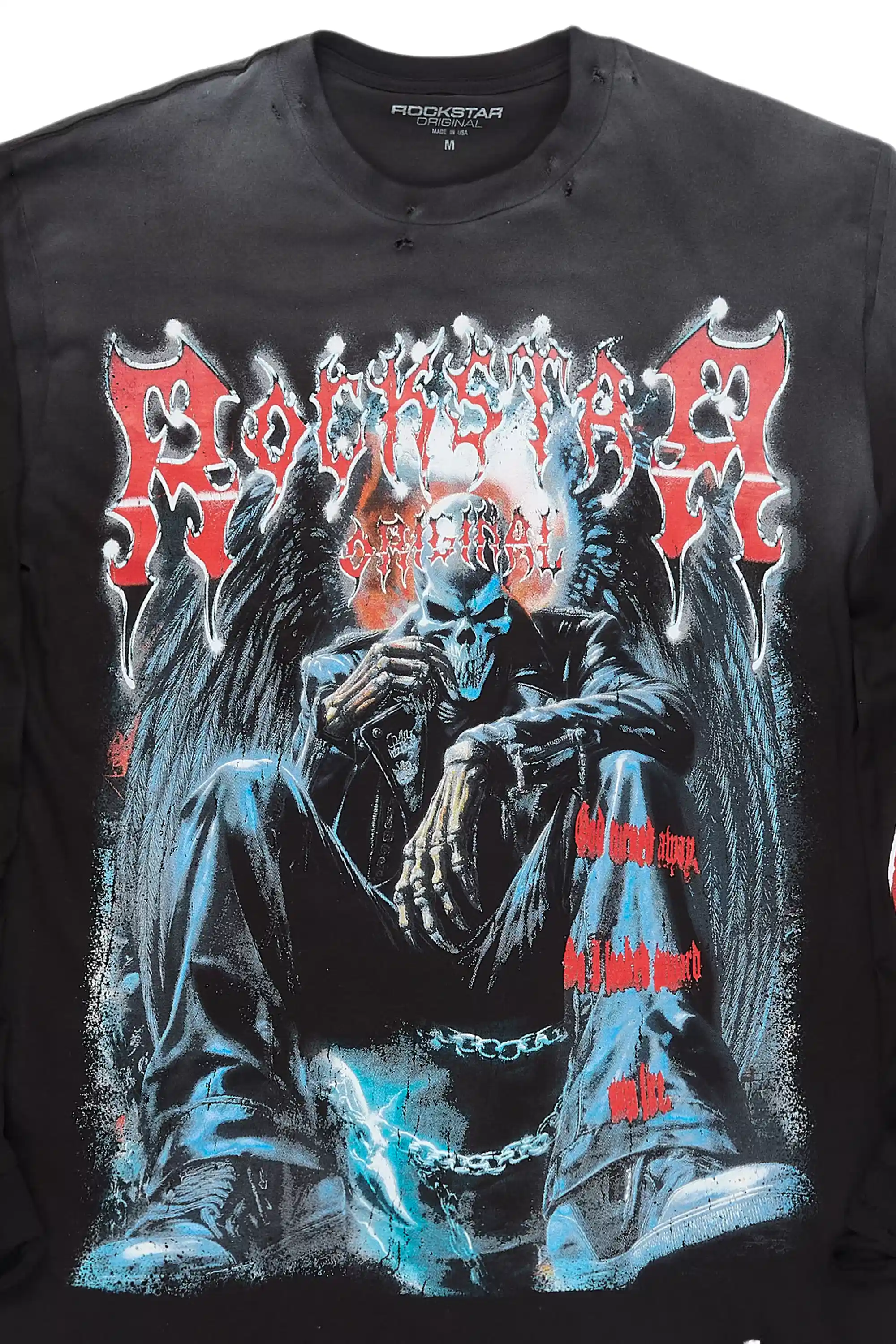 Krowne Black/Red Long Sleeve Graphic T-Shirt - Image 2