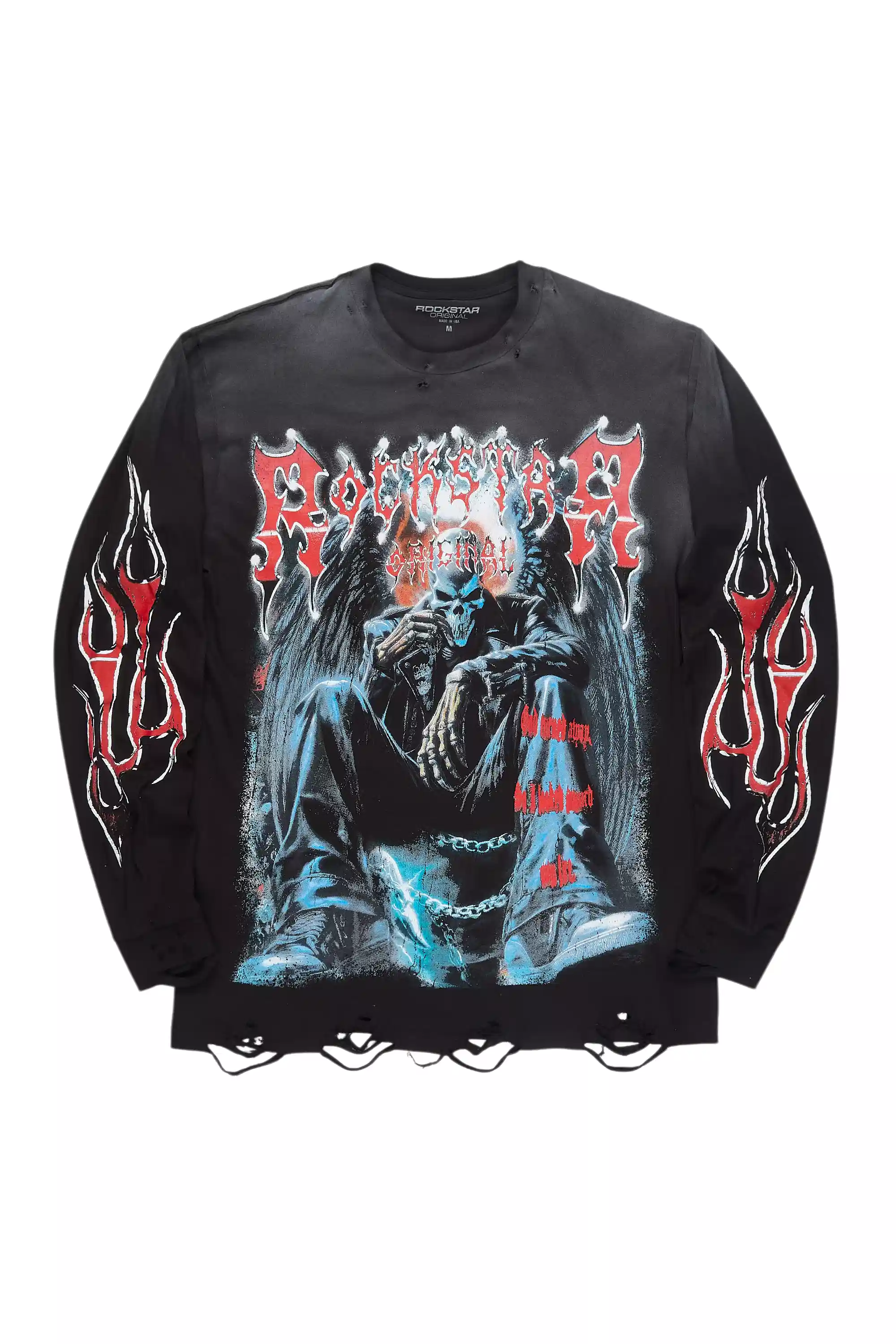 Krowne Black/Red Long Sleeve Graphic T-Shirt - Image 5