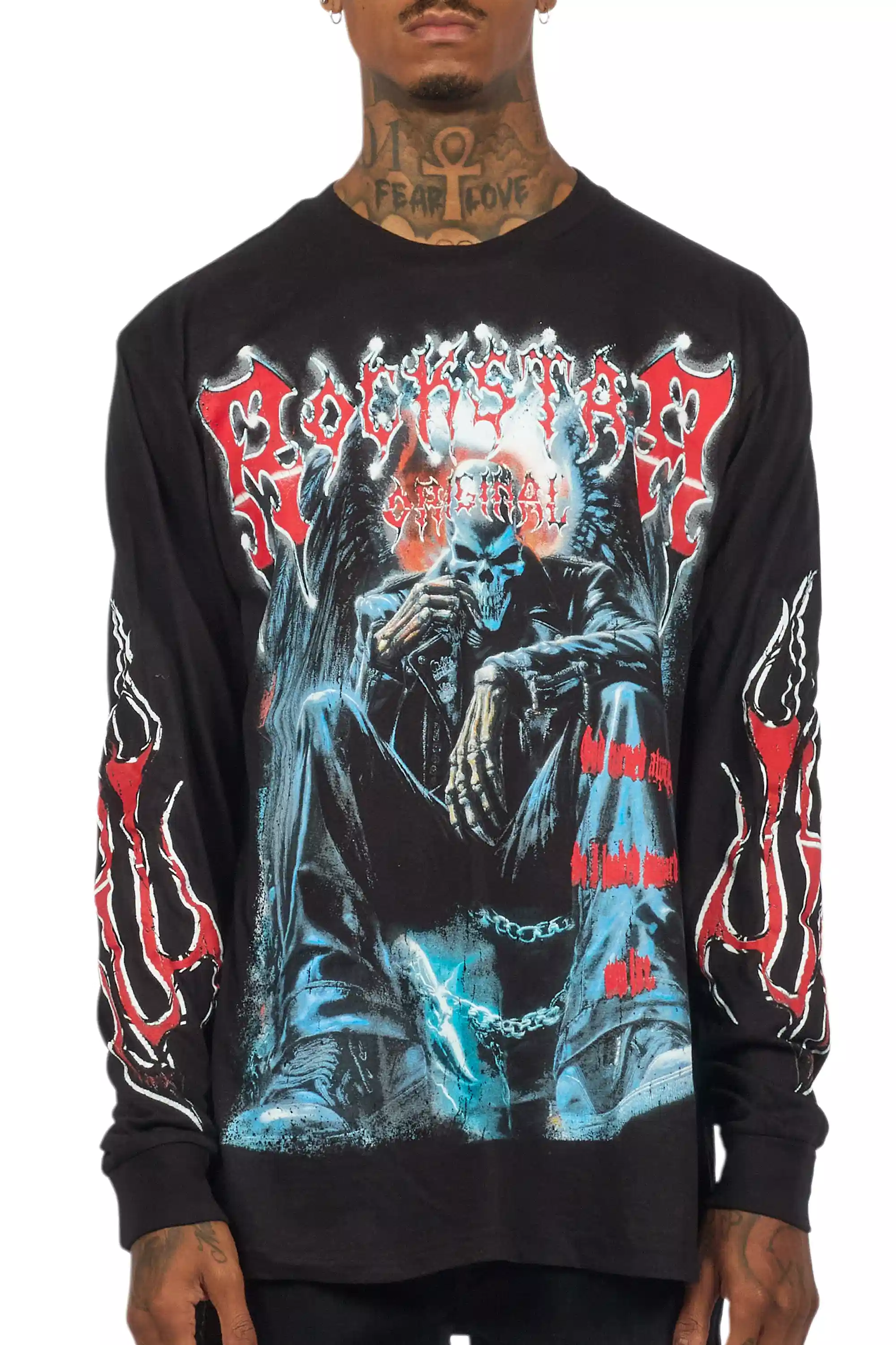 Krowne Black/Red Long Sleeve Graphic T-Shirt - Image 6