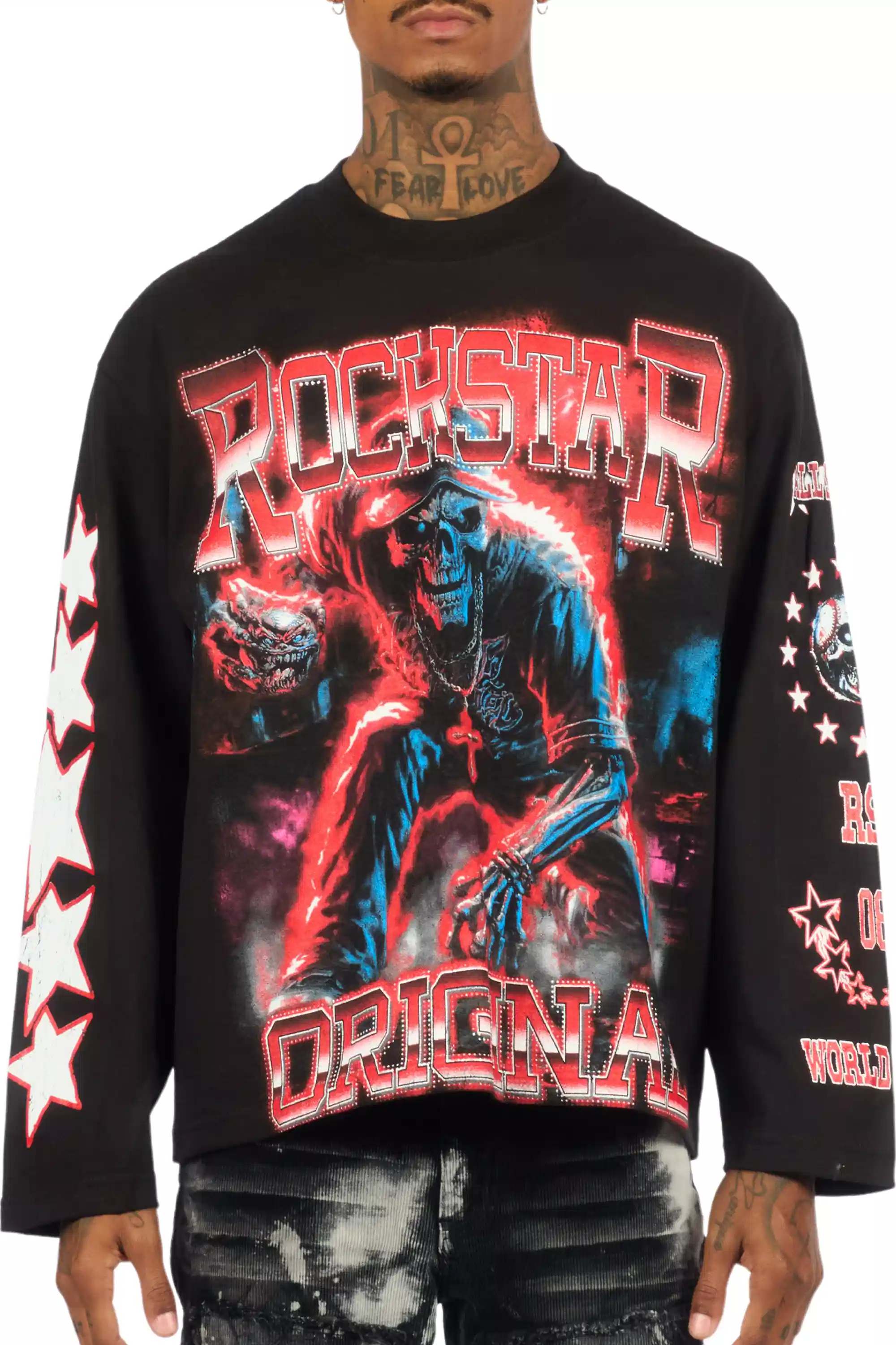 Marxe Black/Red Long Sleeve Graphic T-Shirt - Image 6