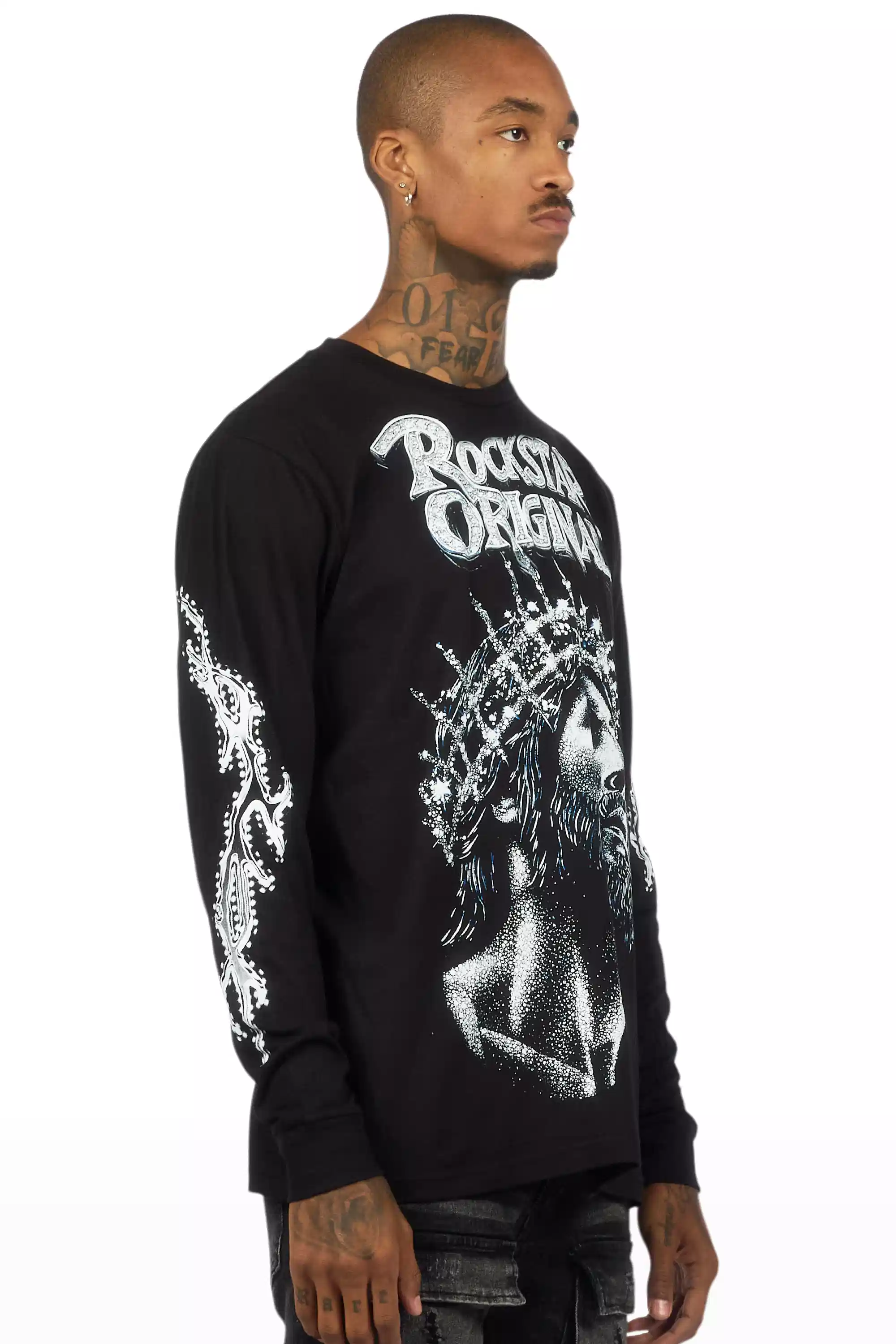 Darius Black Long Sleeve Graphic T-Shirt - Image 3