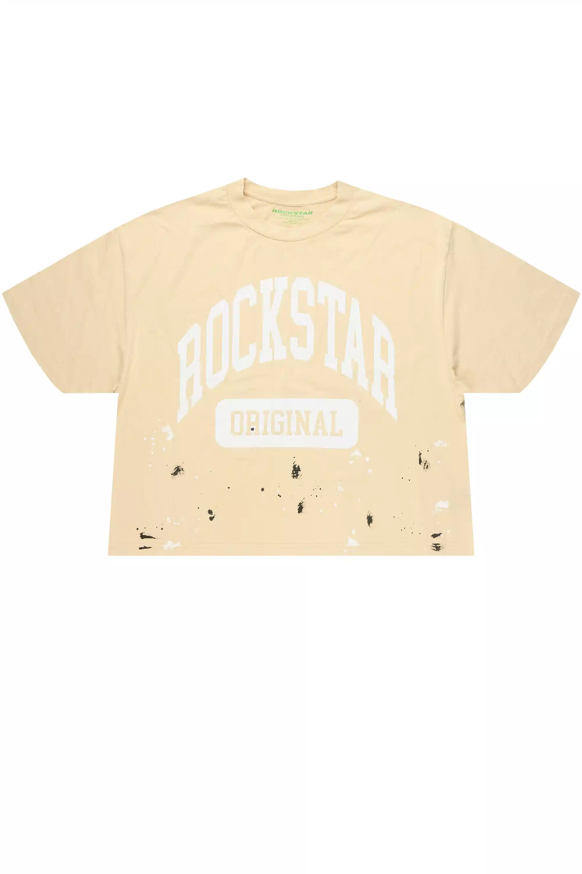 Rainer Beige/White Boxy Crop T-Shirt