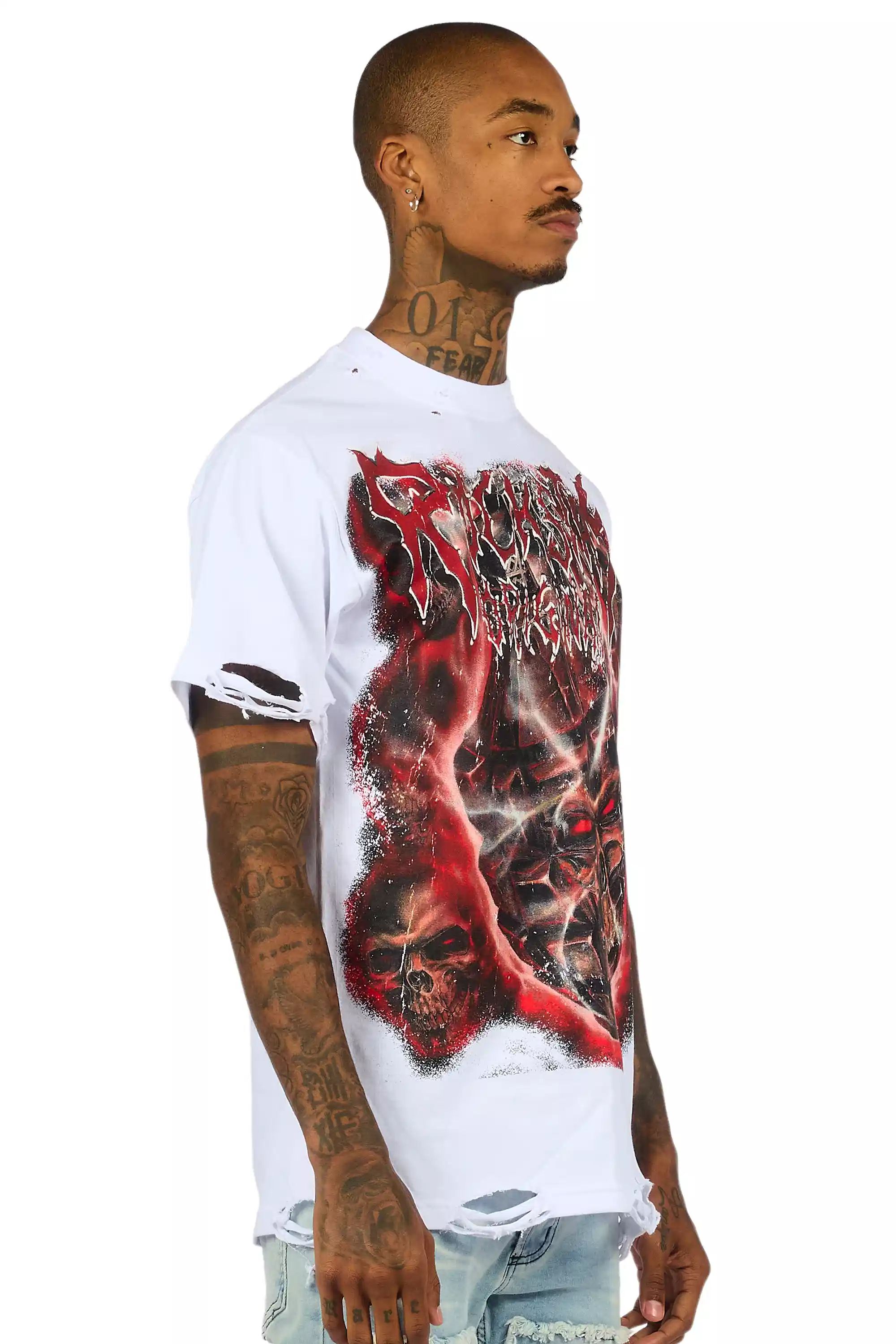 Torrez White/Multi Oversized Graphic T-Shirt - Image 3