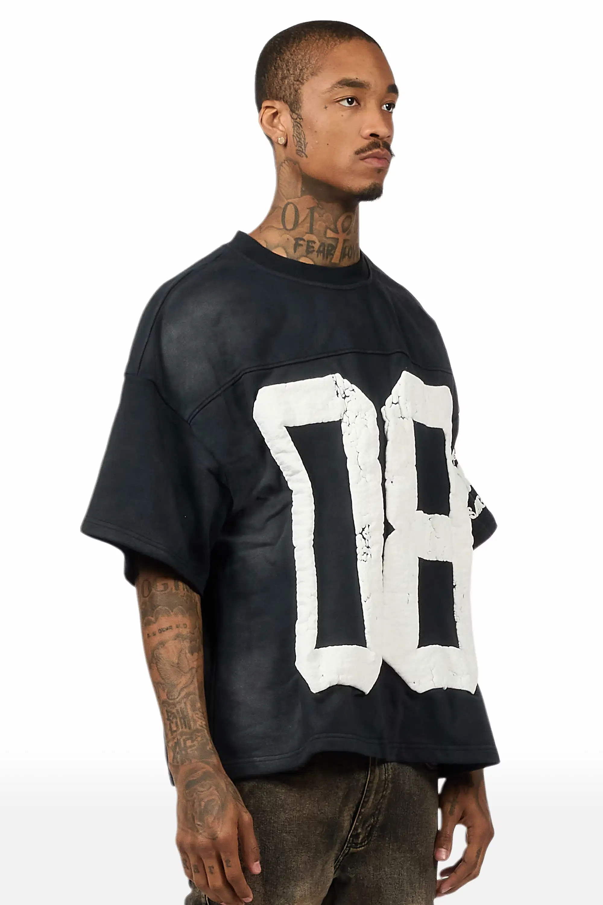 Outline Black French Terry T-Shirt - Image 2