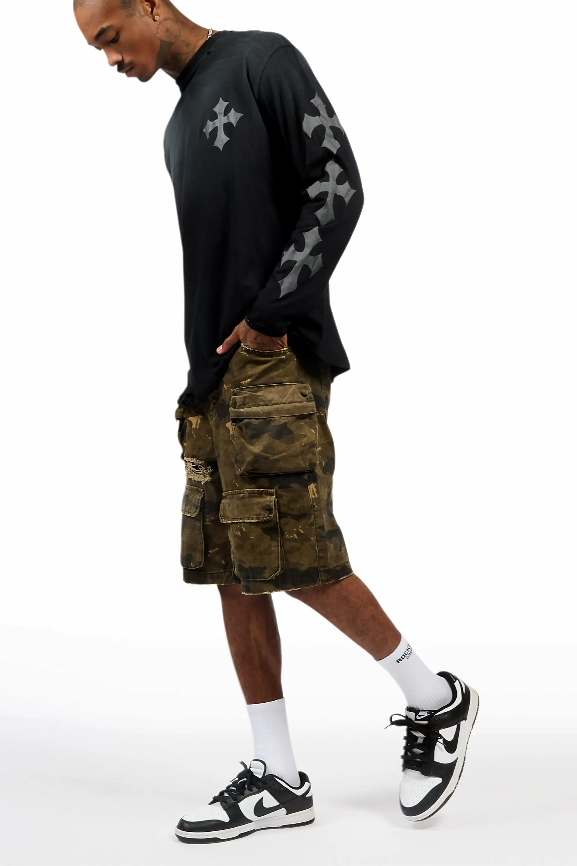 Slaydr Black/Charcoal Long Sleeve Graphic T-Shirt - Image 6