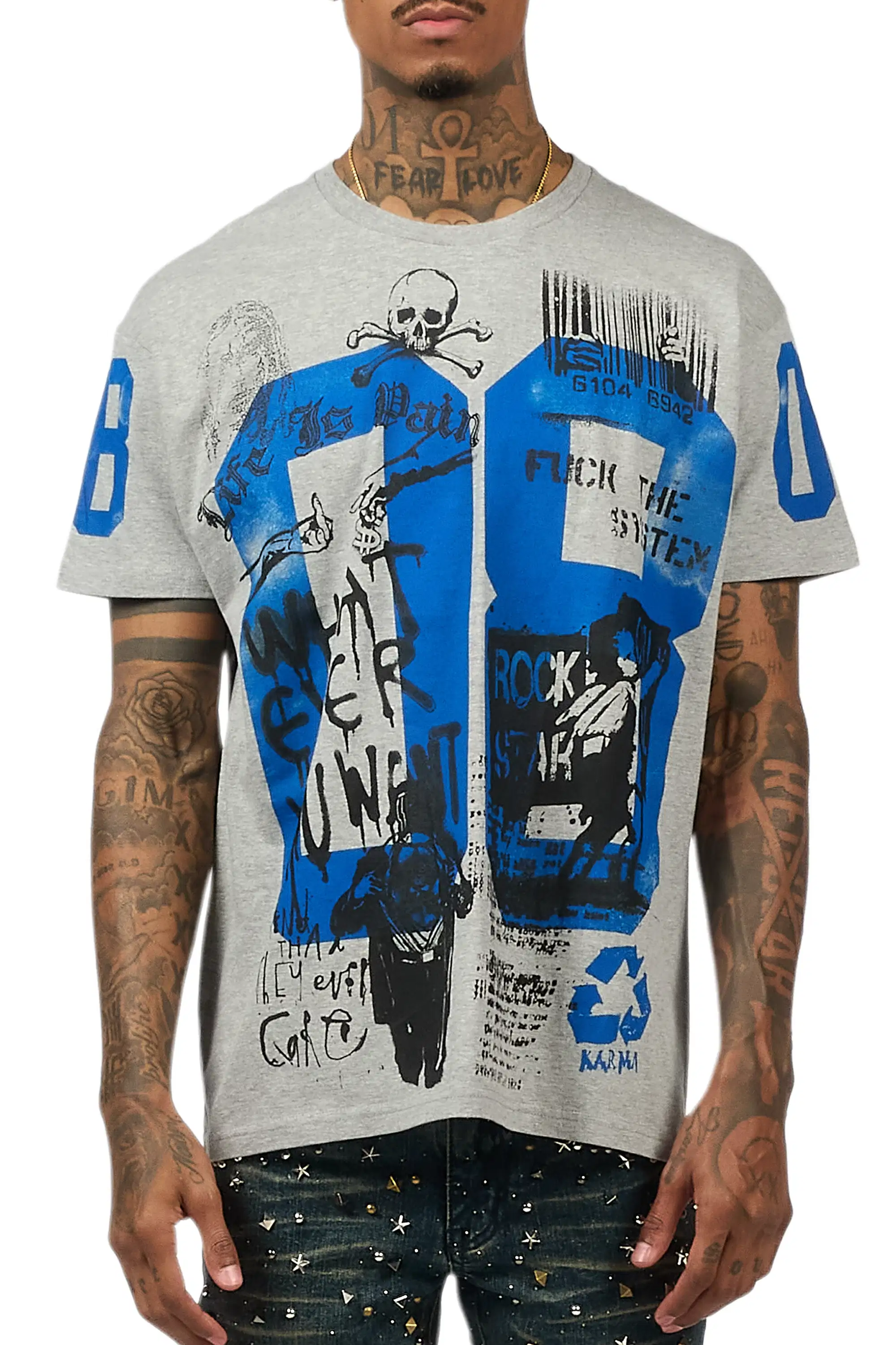Grill 3.0 Heather Grey Oversized Graphic T-Shirt - Image 9
