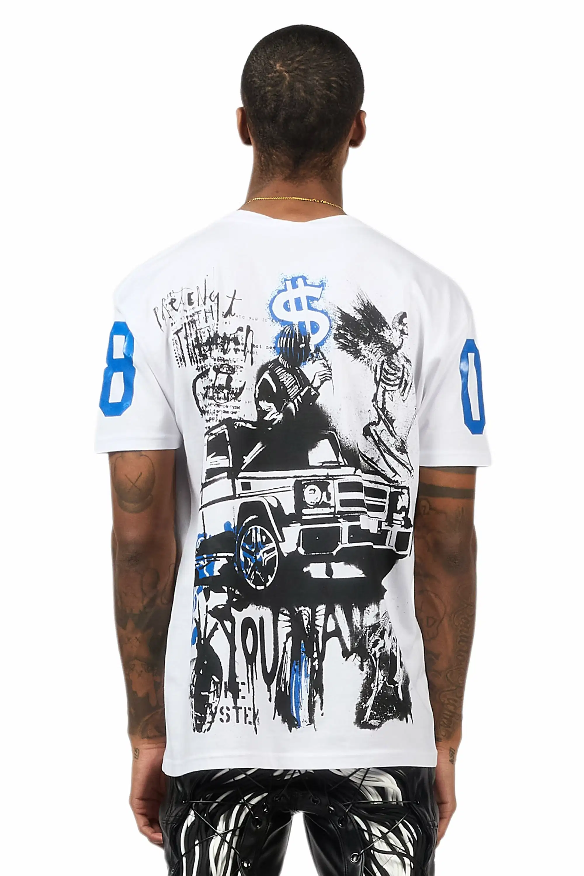 Grill 3.0 White/Blue Oversized Graphic T-Shirt - Image 3