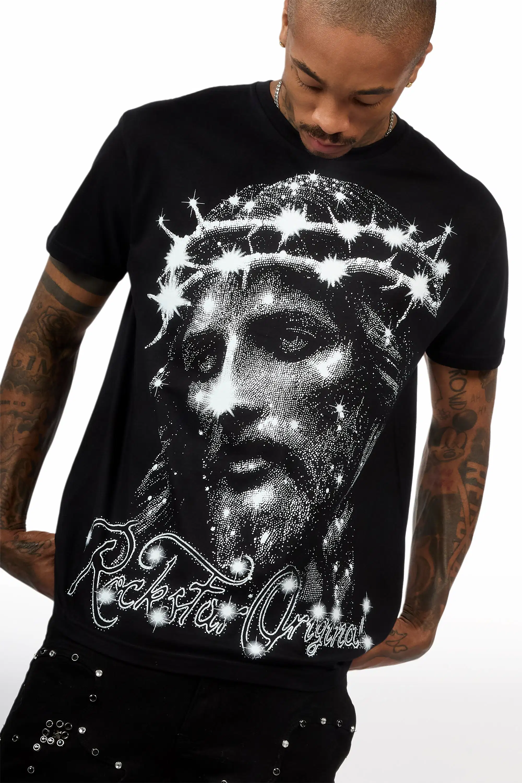 Zayir Black Oversized Graphic T-Shirt - Image 2