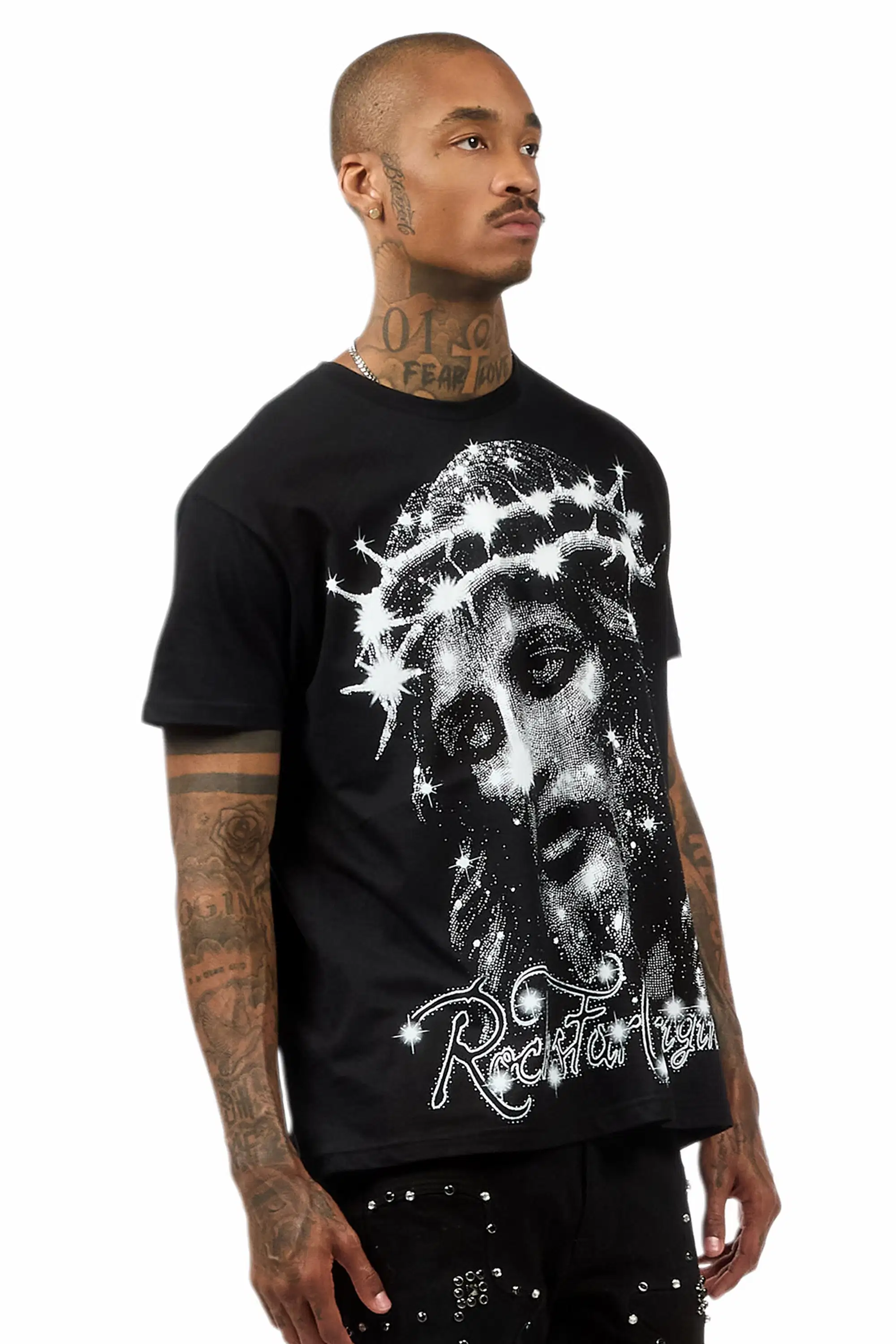 Zayir Black Oversized Graphic T-Shirt - Image 4
