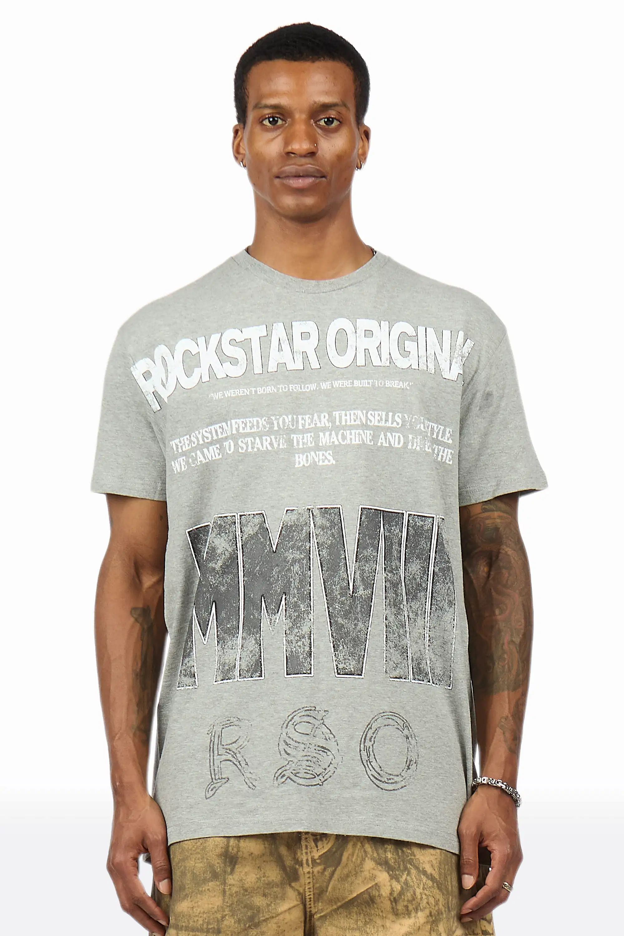 Caezor Grey Oversized Graphic T-Shirt - Image 2