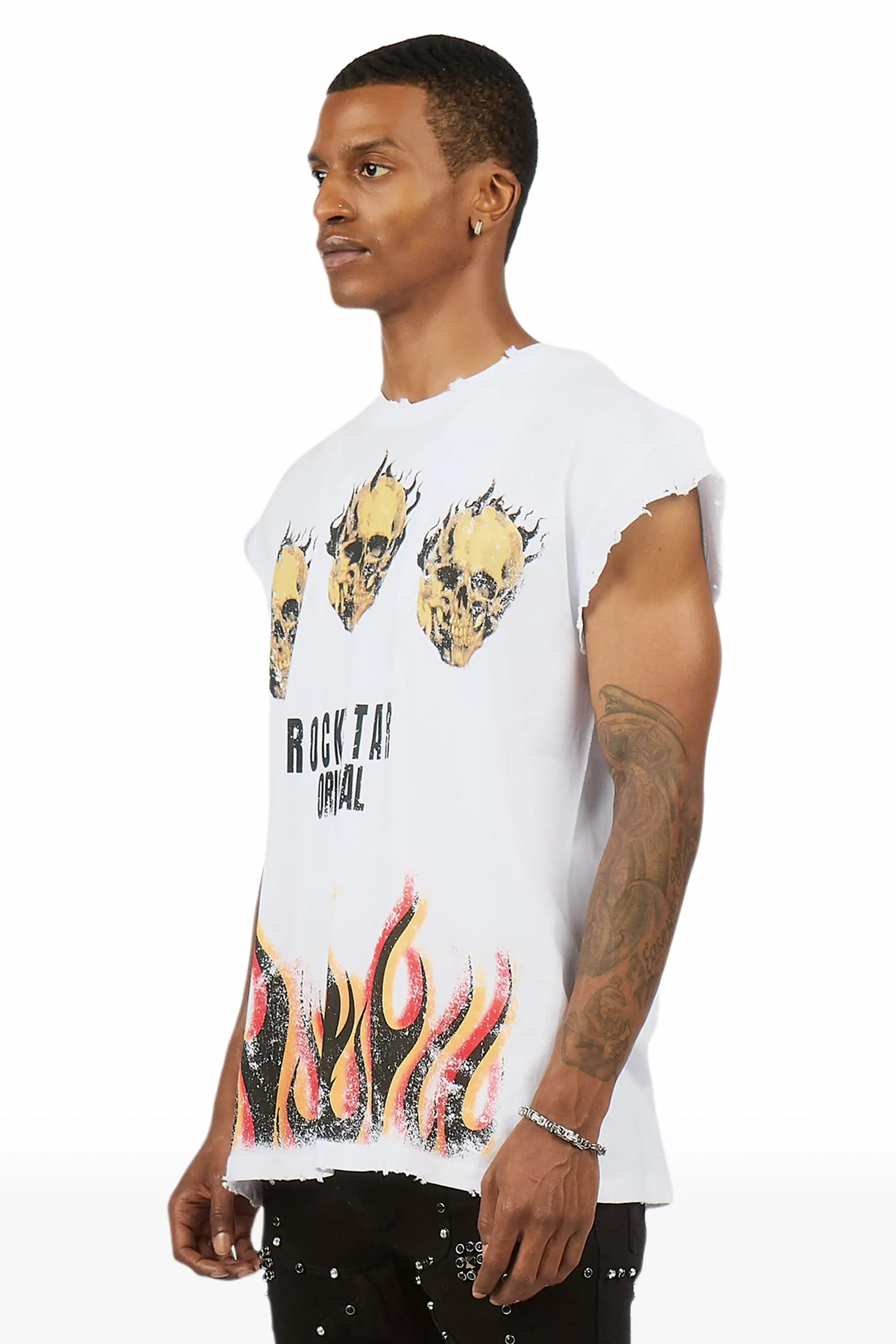 Maezar White Cut off Tee - Image 5