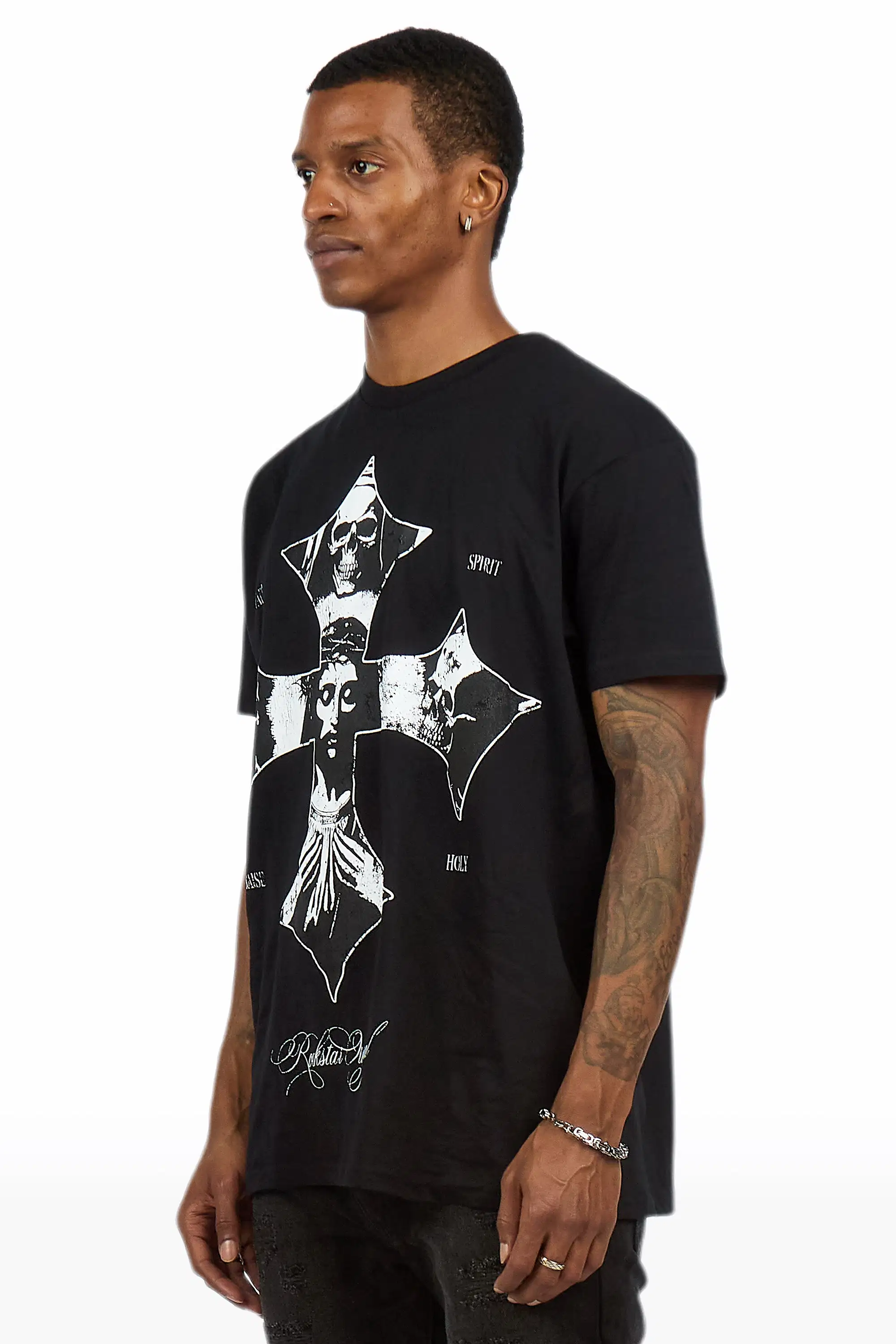 Lorzen Black Oversized Graphic T-Shirt - Image 5