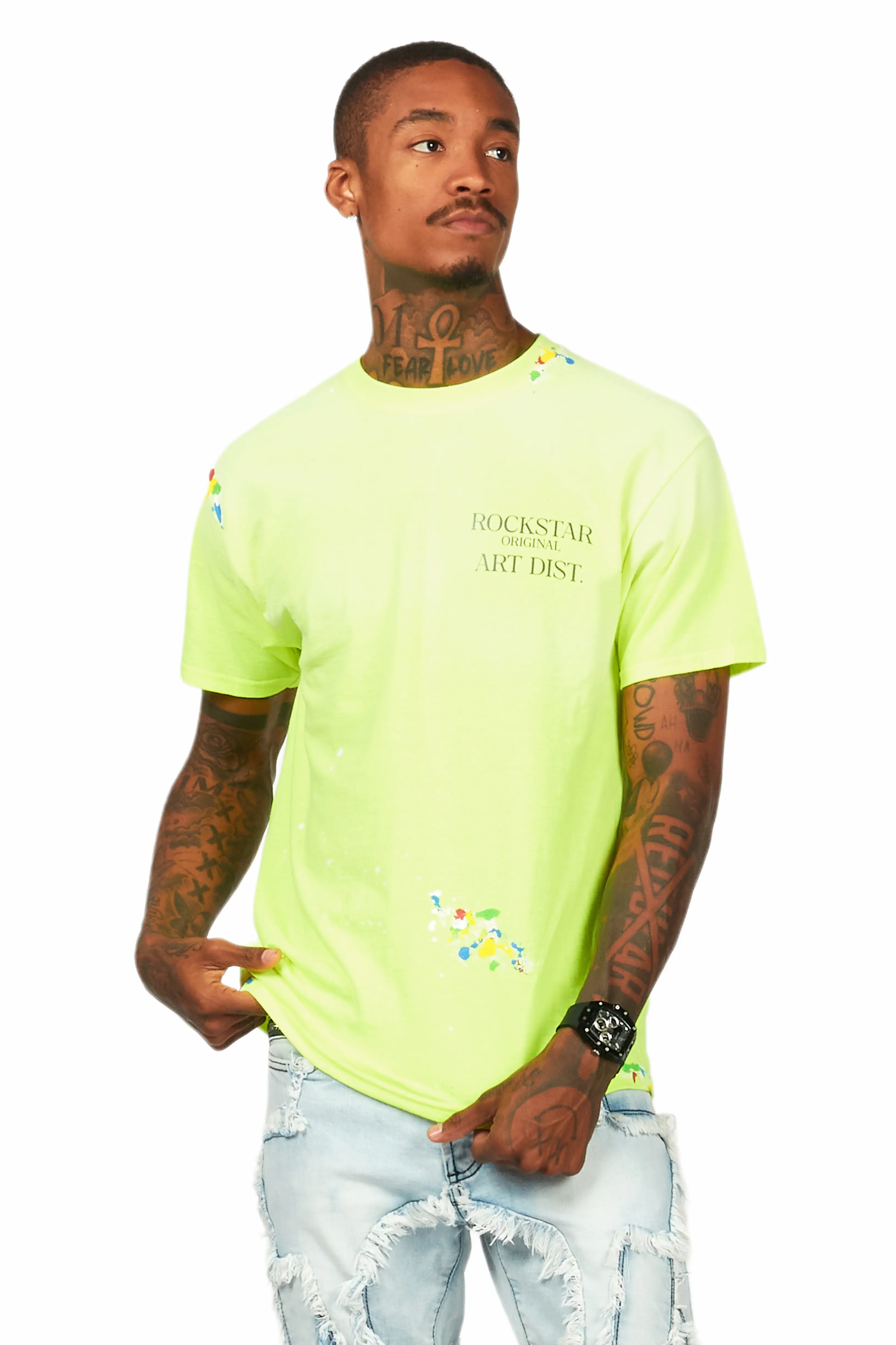 Palmer Neon Yellow Graphic T-Shirt - Image 2