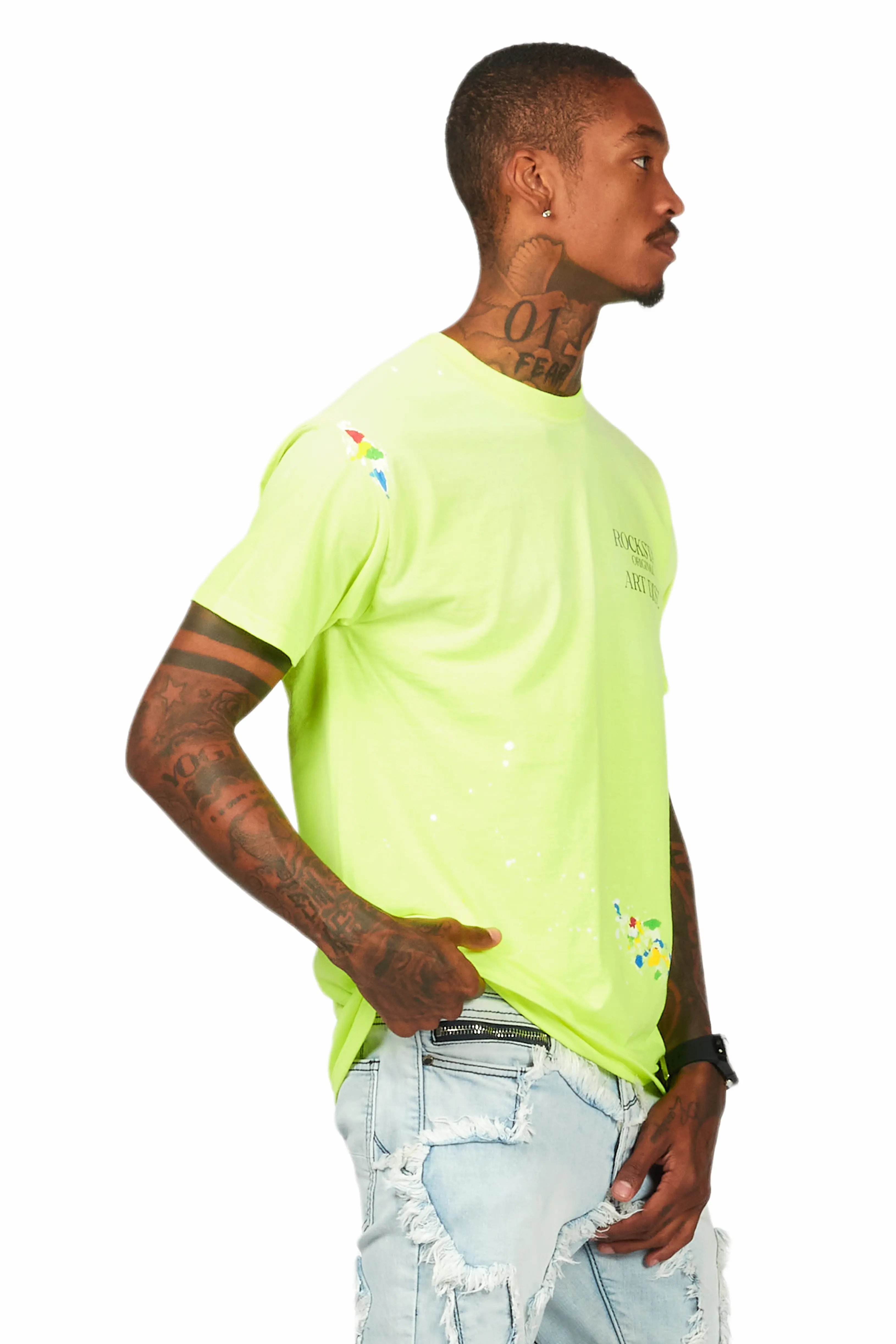 Palmer Neon Yellow Graphic T-Shirt - Image 3