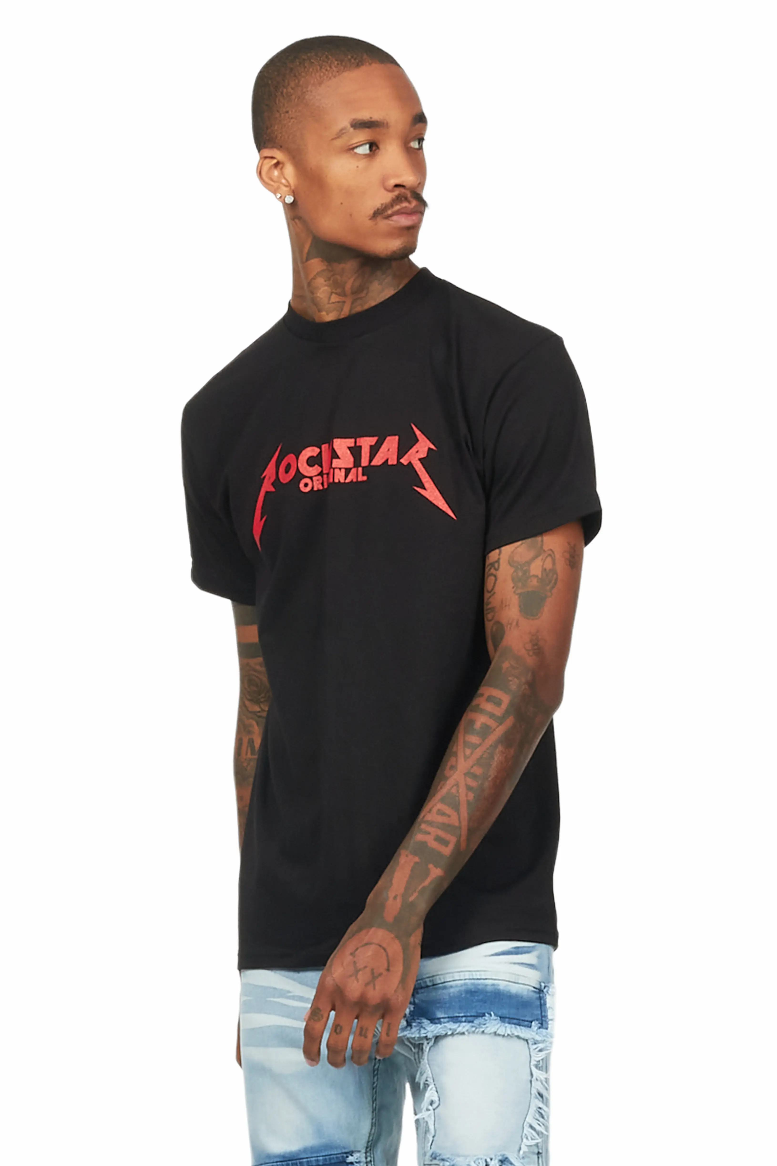 Diogo Black/Red Printed T-Shirt - Image 4