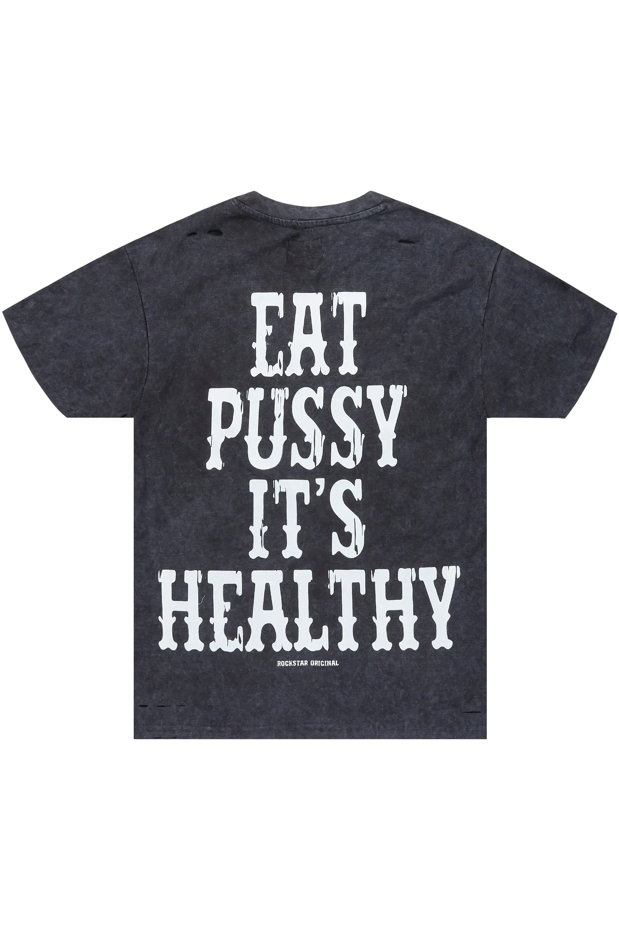 Posse Vintage Black Distressed Oversized T-Shirt