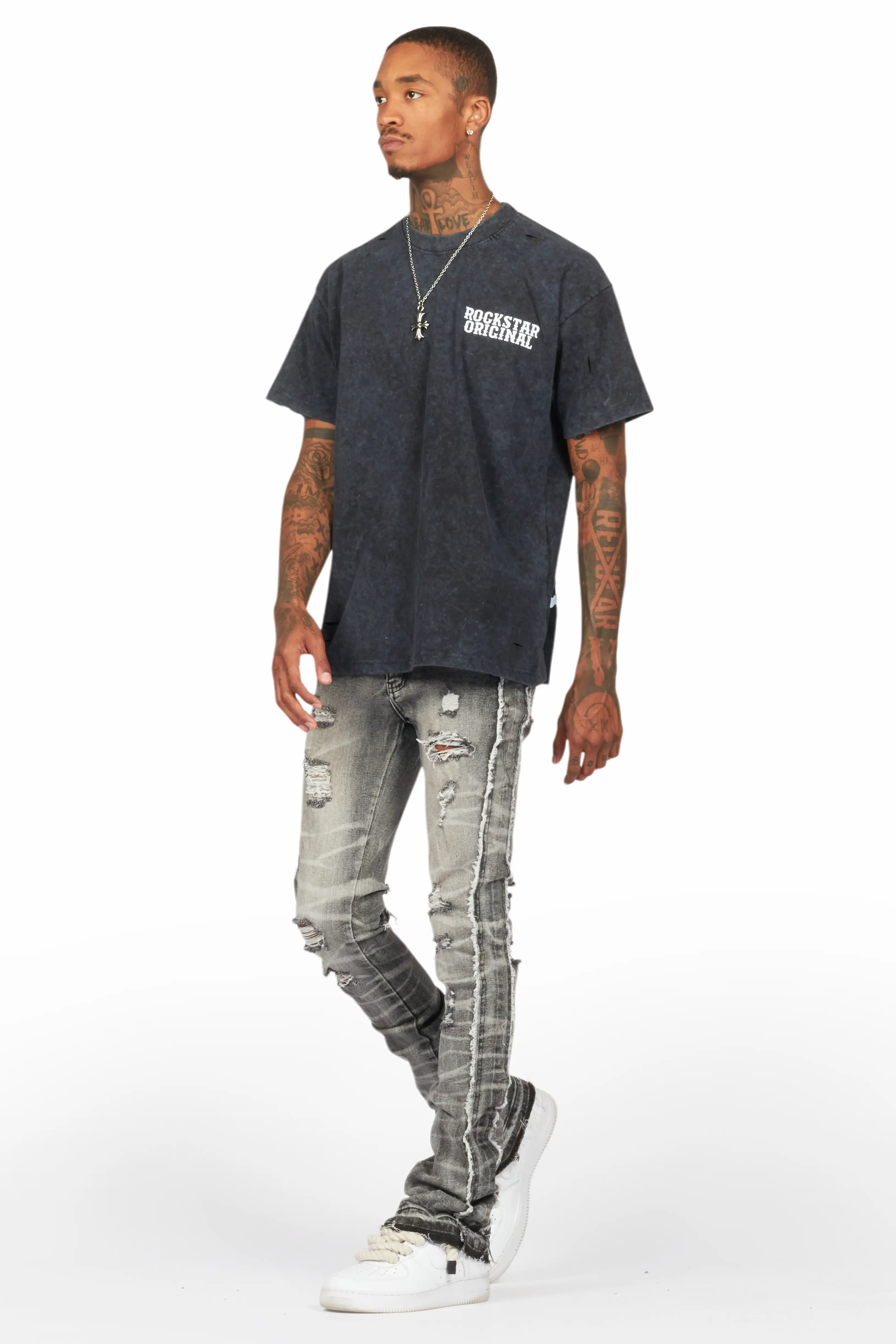 Posse Vintage Black Distressed Oversized T-Shirt - Image 5