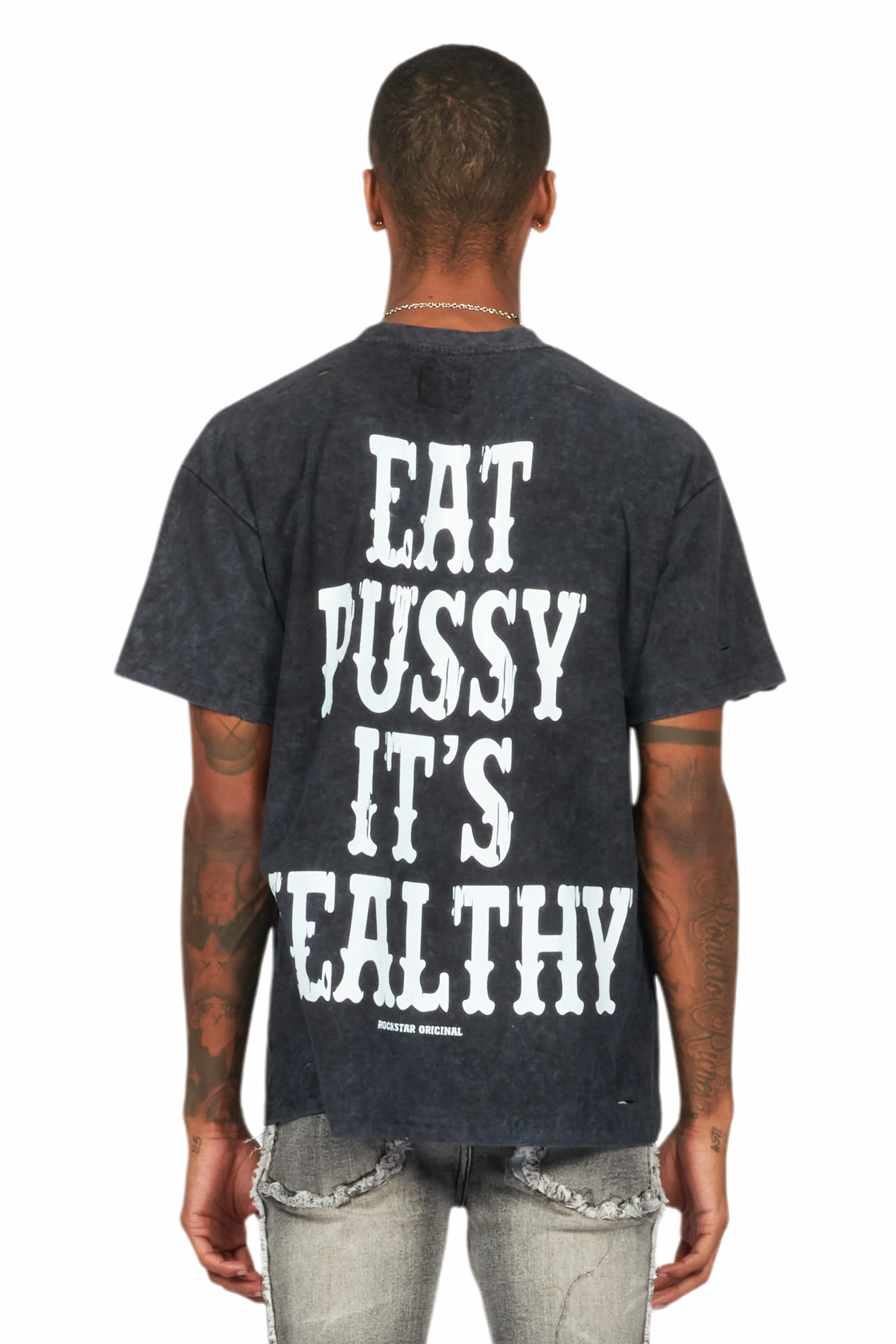 Posse Vintage Black Distressed Oversized T-Shirt - Image 9