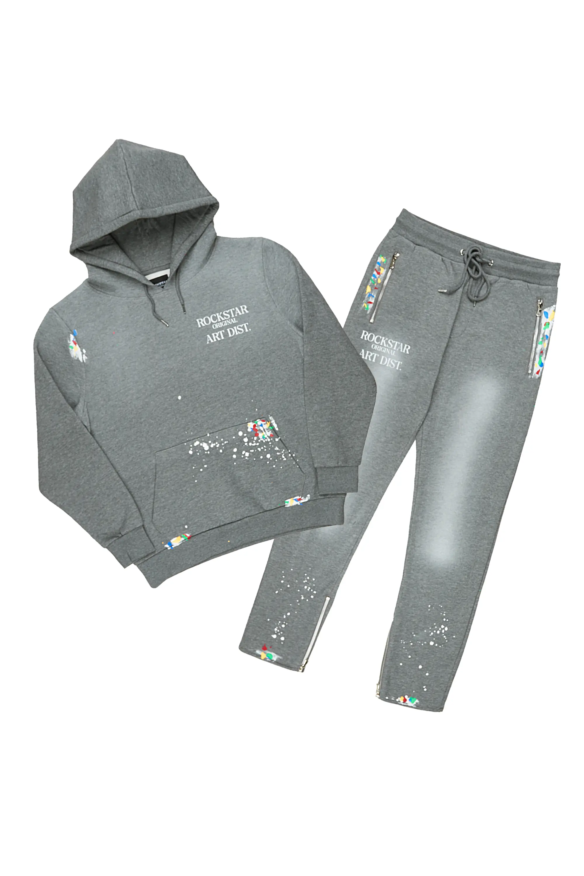 Rockstar Art Dist. Vintage Grey Hoodie Slim Fit Pant Set - Image 2