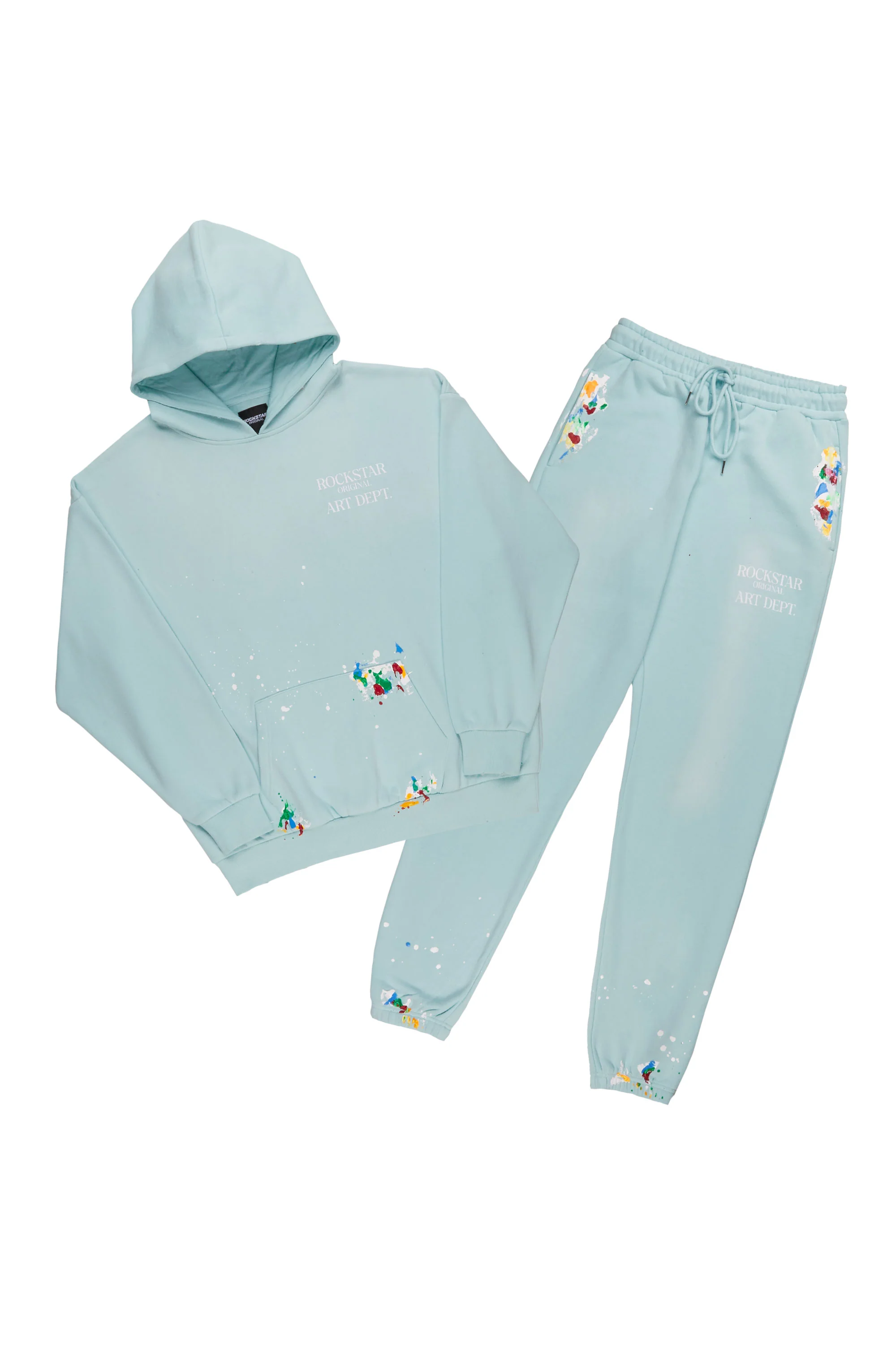 Rockstar Art Dist. Baby Blue Graphic Hoodie Track Set - Image 4