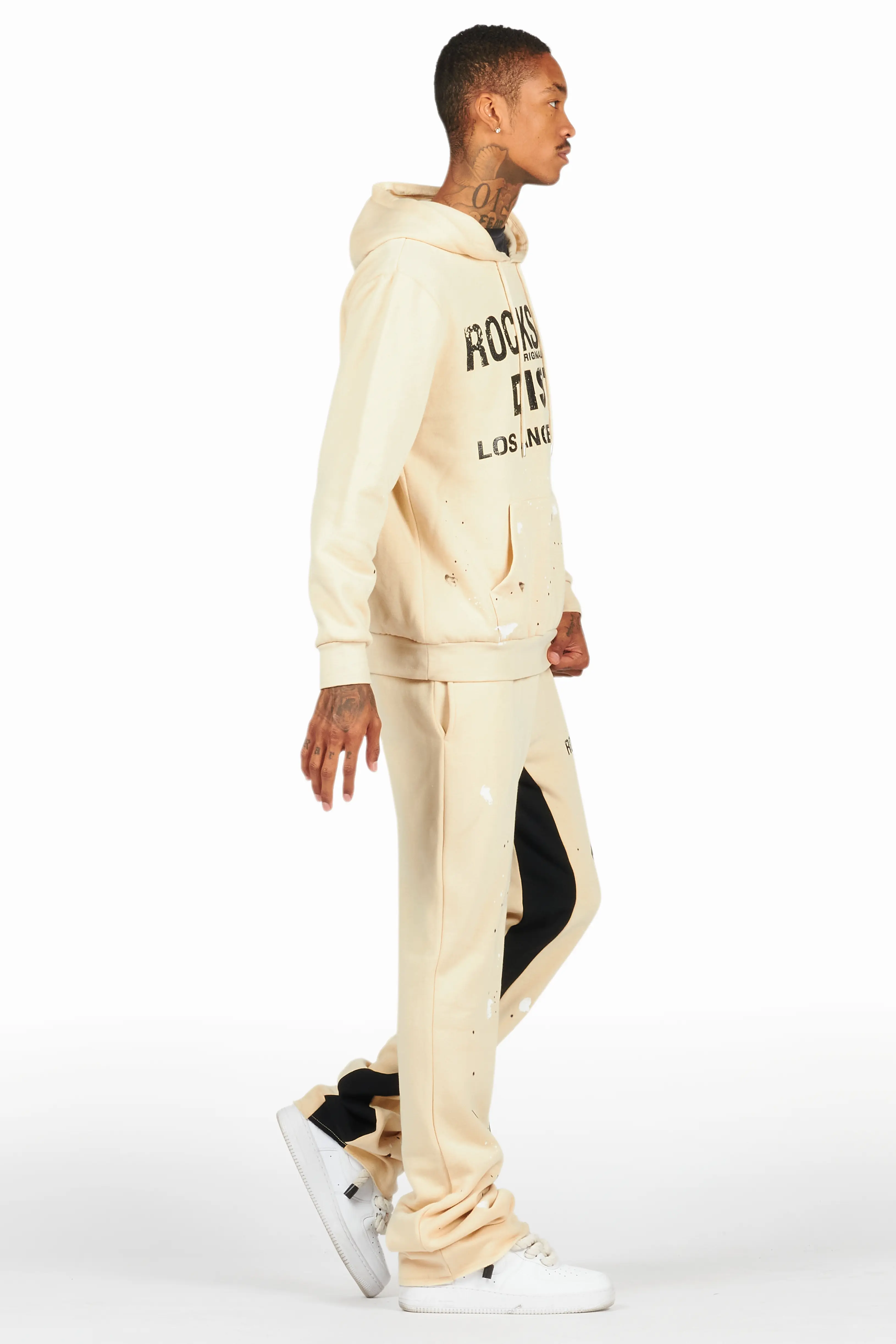 Scottie Beige Hoodie Relaxed Stacked Track Set - Image 3