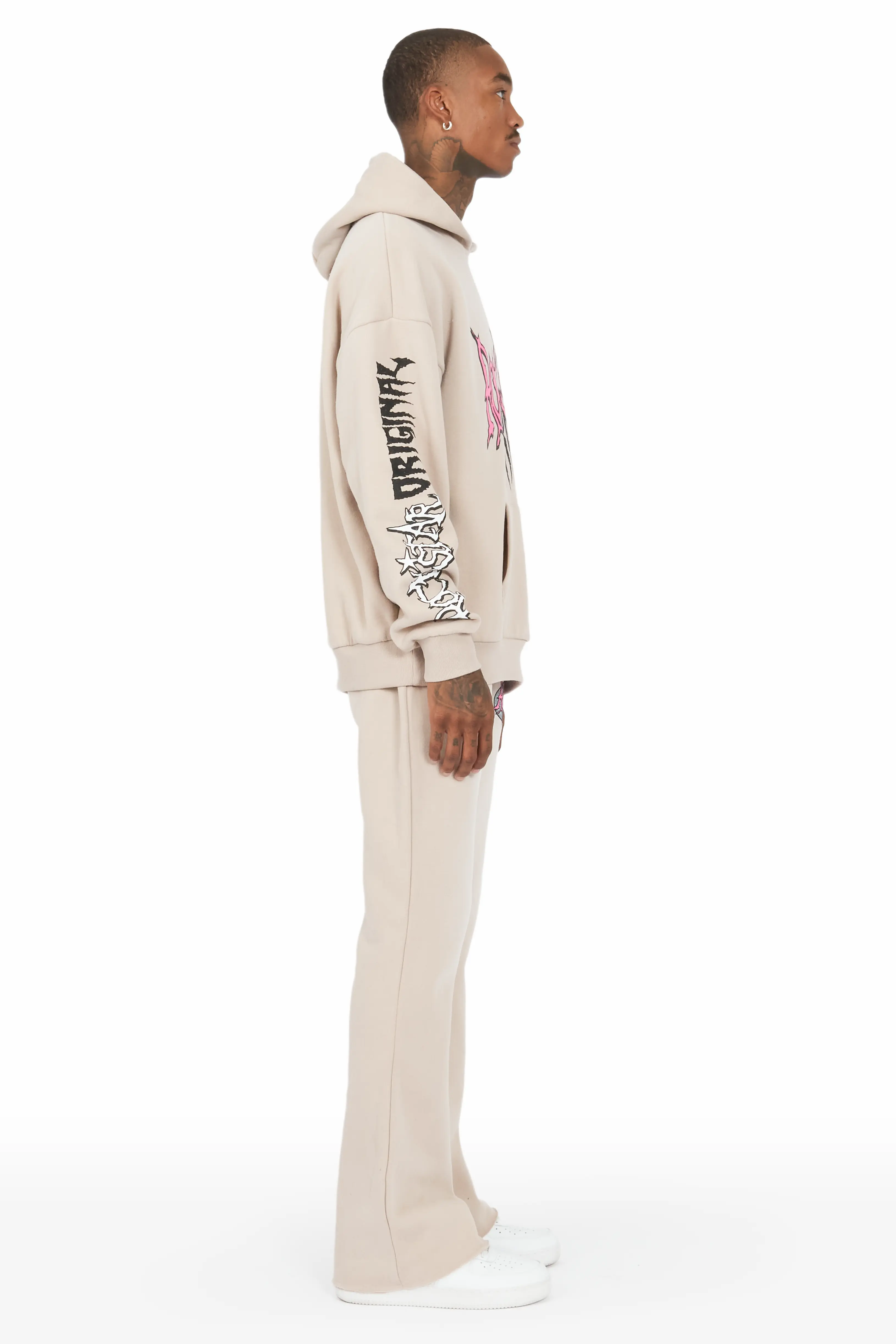 Hawkey Taupe Hoodie/Flare Trackset - Image 3
