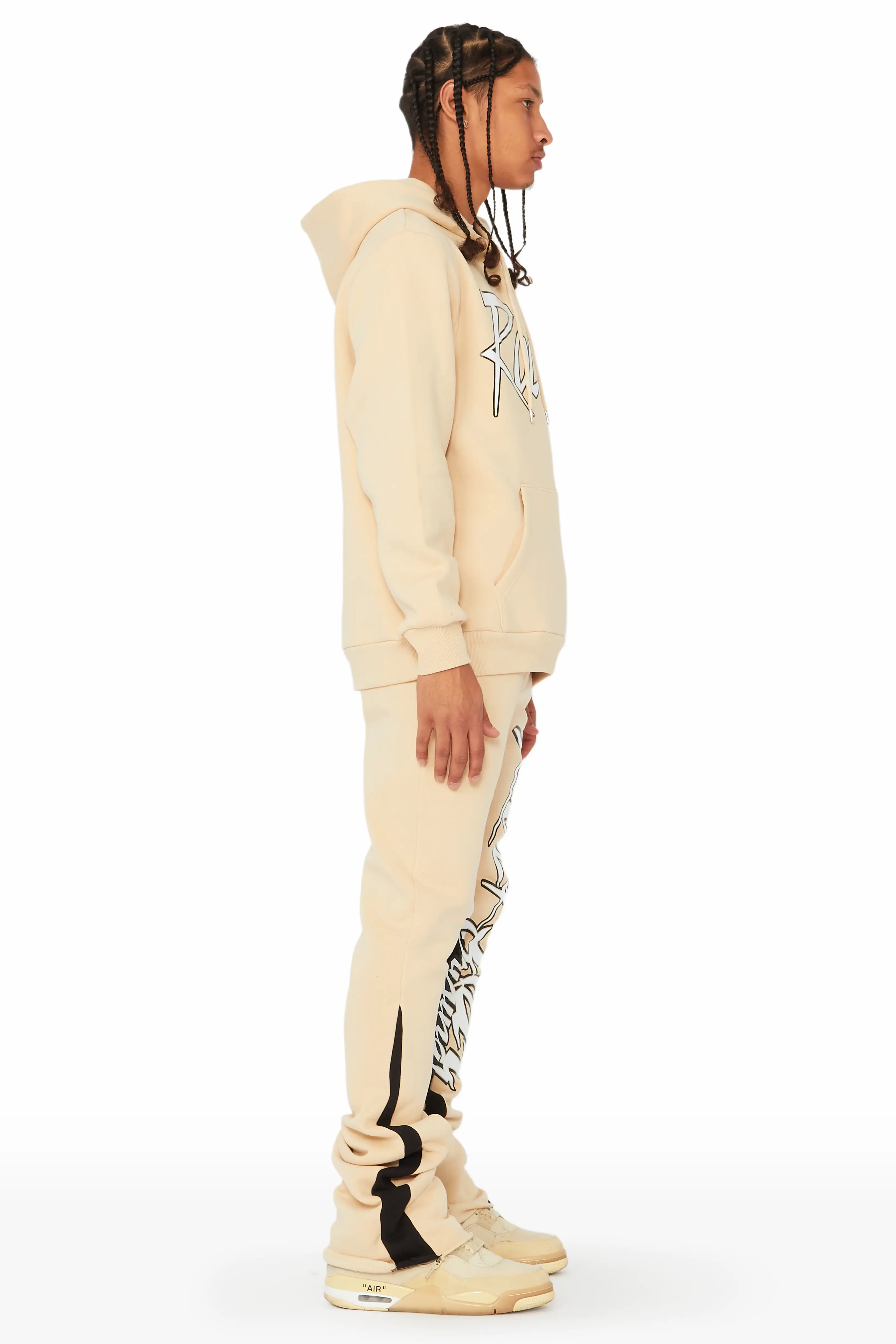 Kalibre Tan/Black Hoodie/Stacked Flare Pant Set - Image 2