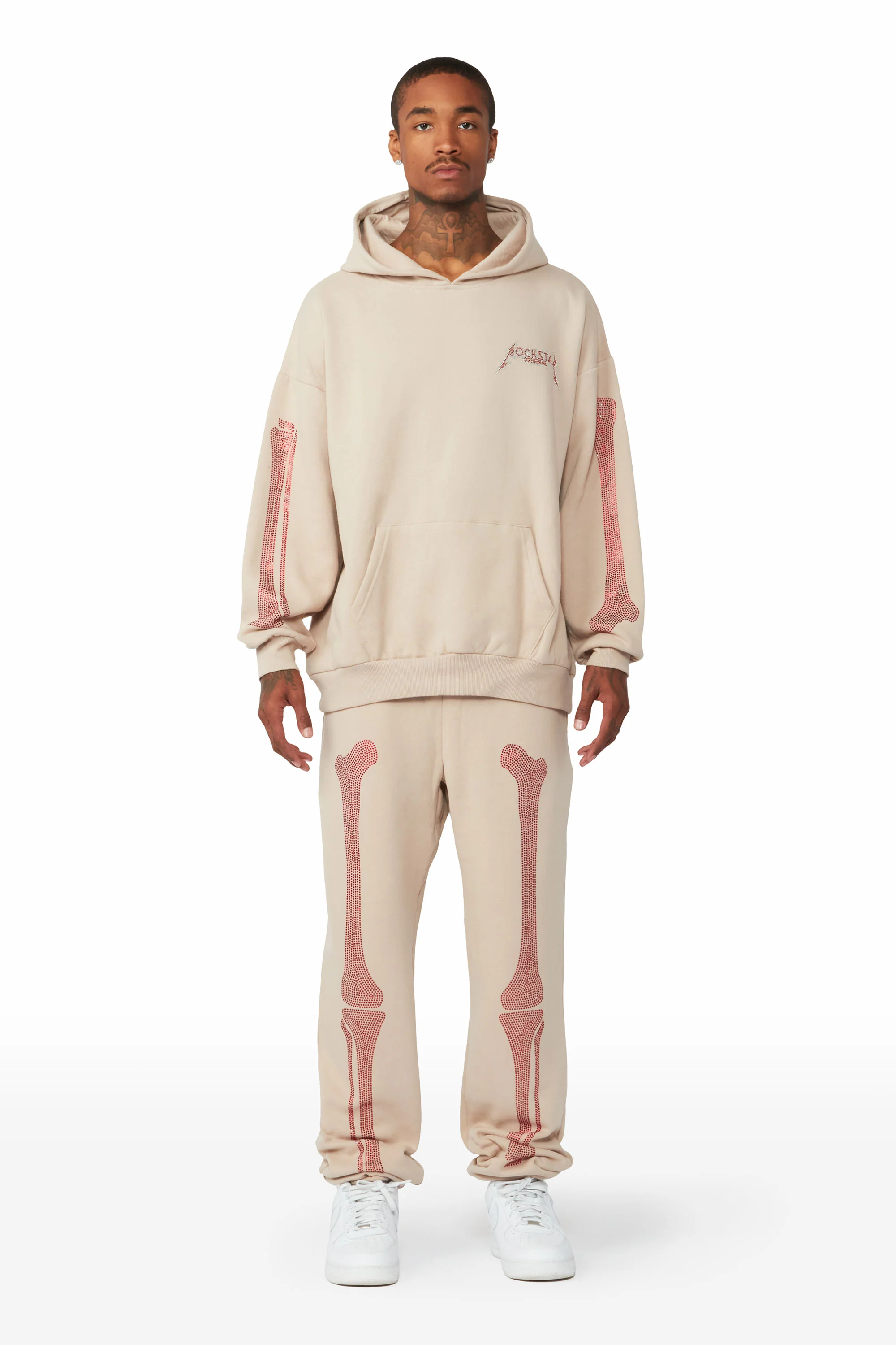 Ishaan Beige Hoodie Trackset - Image 2