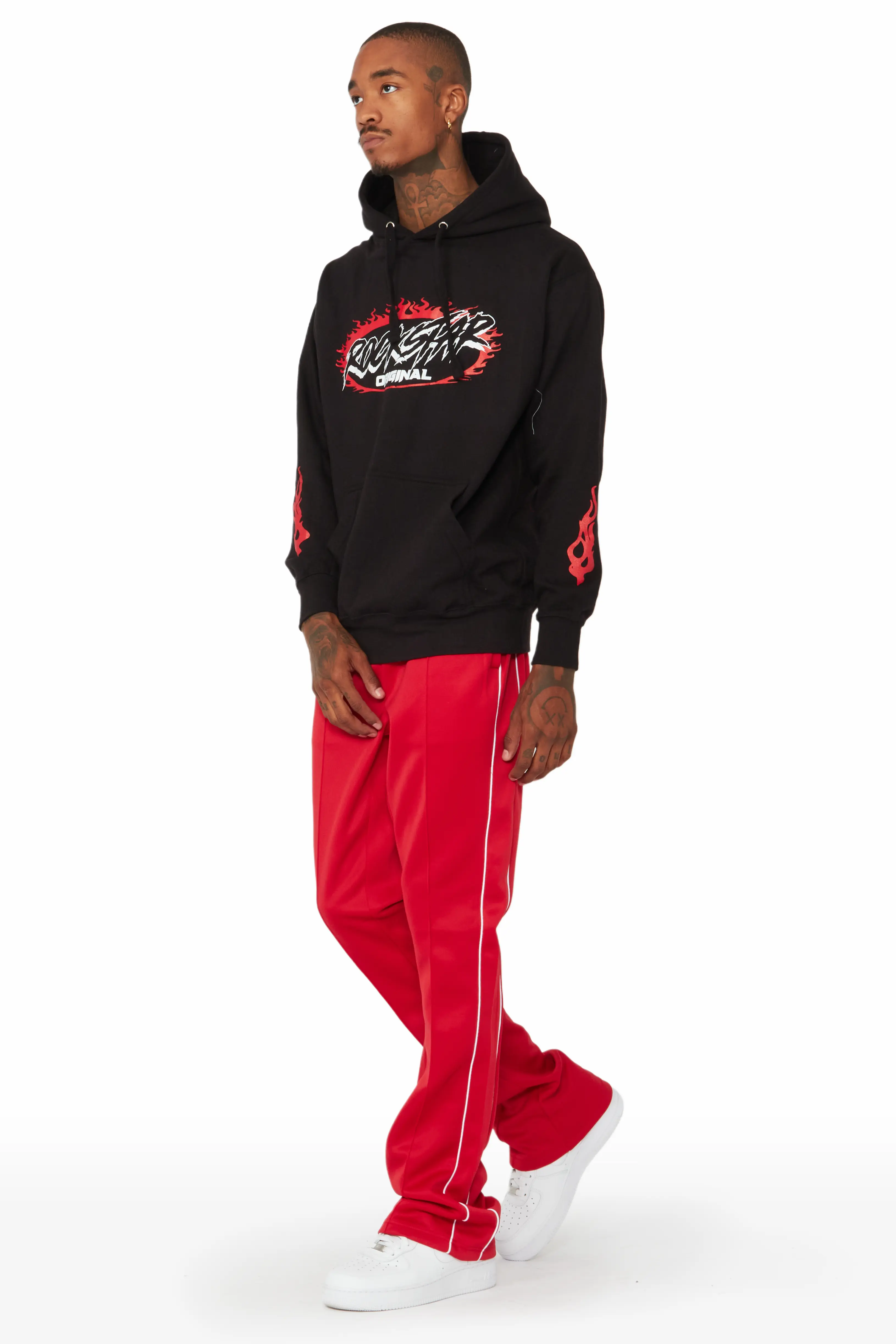 Draven Black/Red Graphic Hoodie Track Set - Image 3