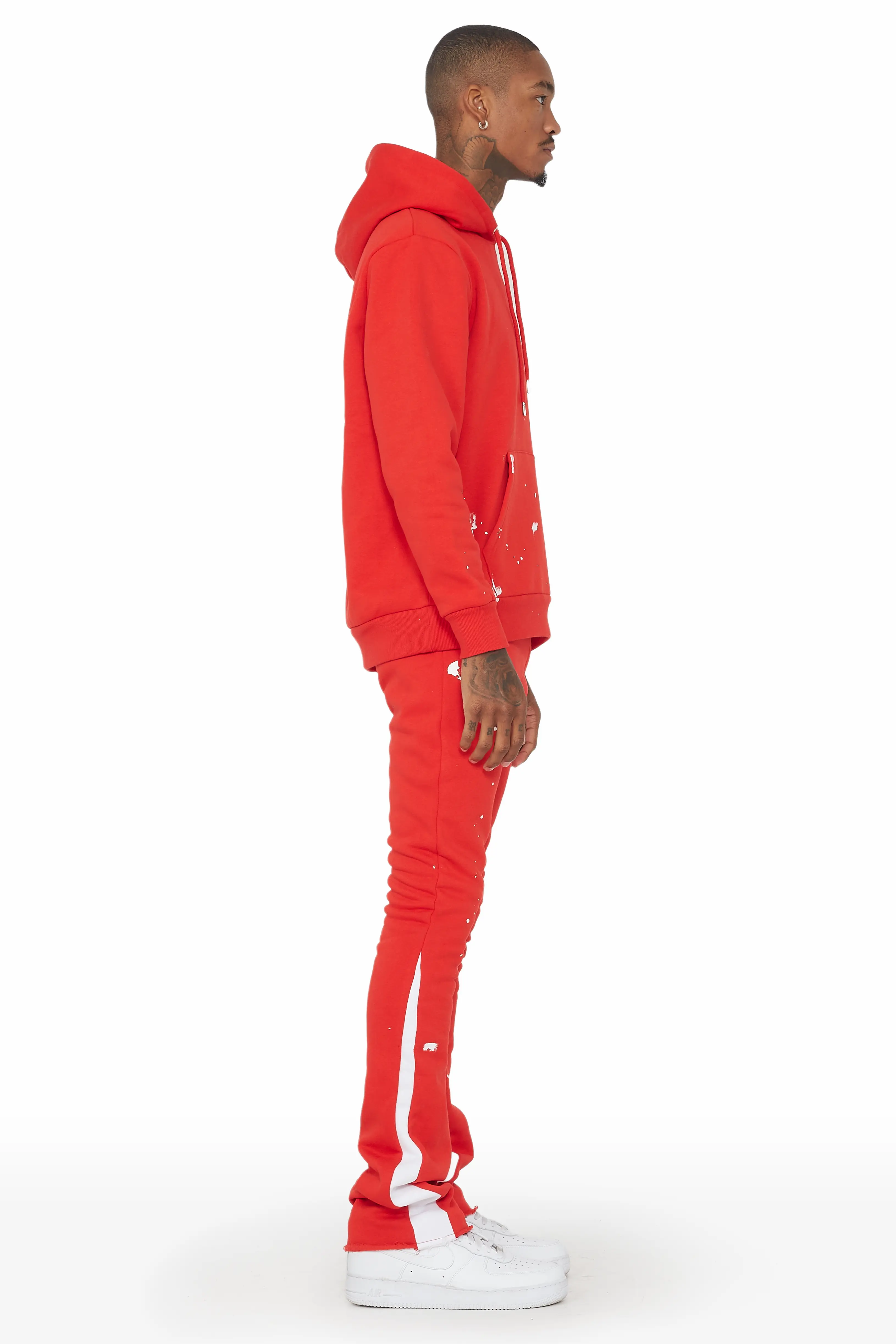 Raffer Red Hoodie/Stacked Flare Pant Set - Image 4
