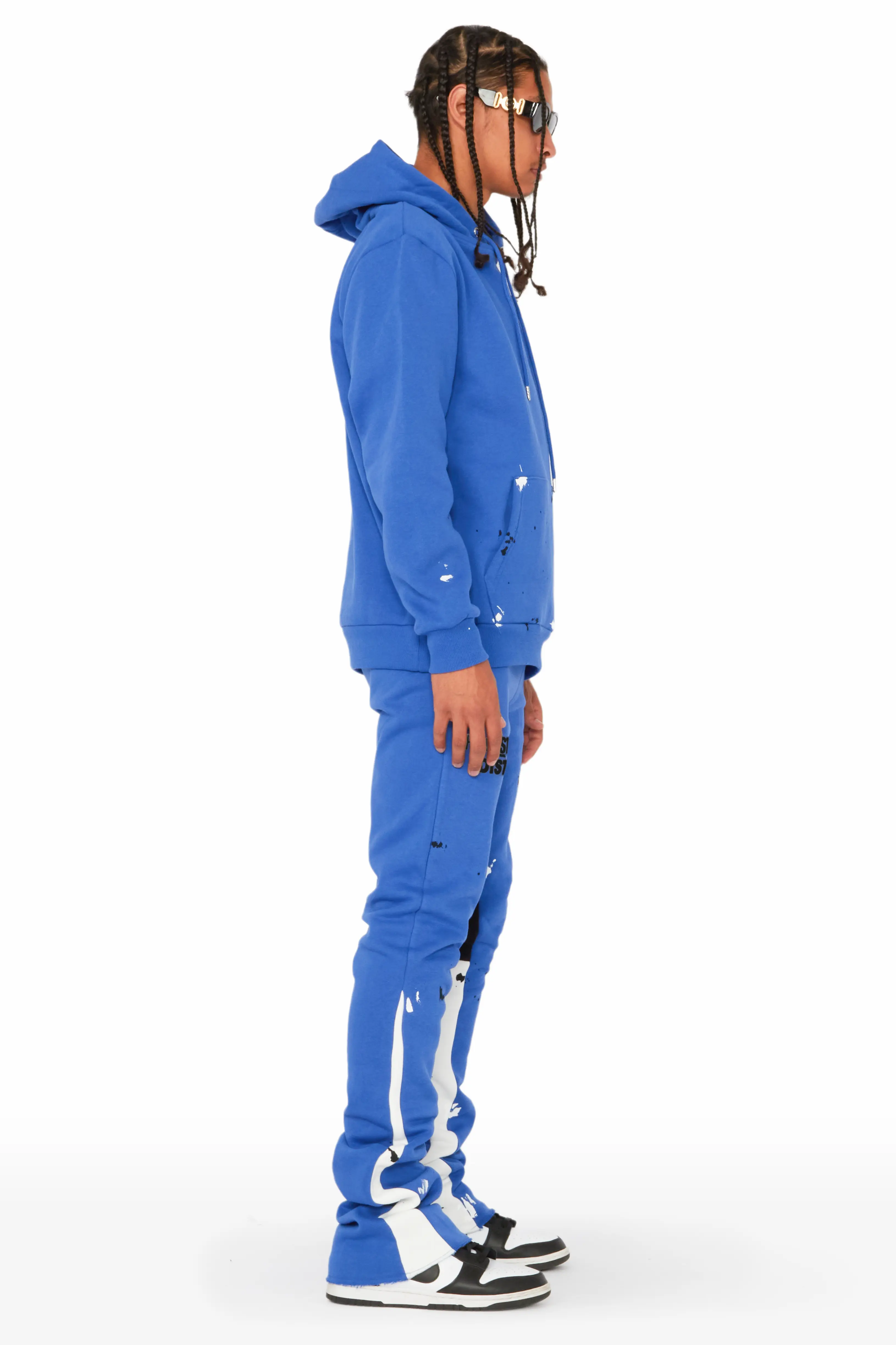 Jaco Royal Blue Hoodie Stacked Flare Pant Track Set - Image 2